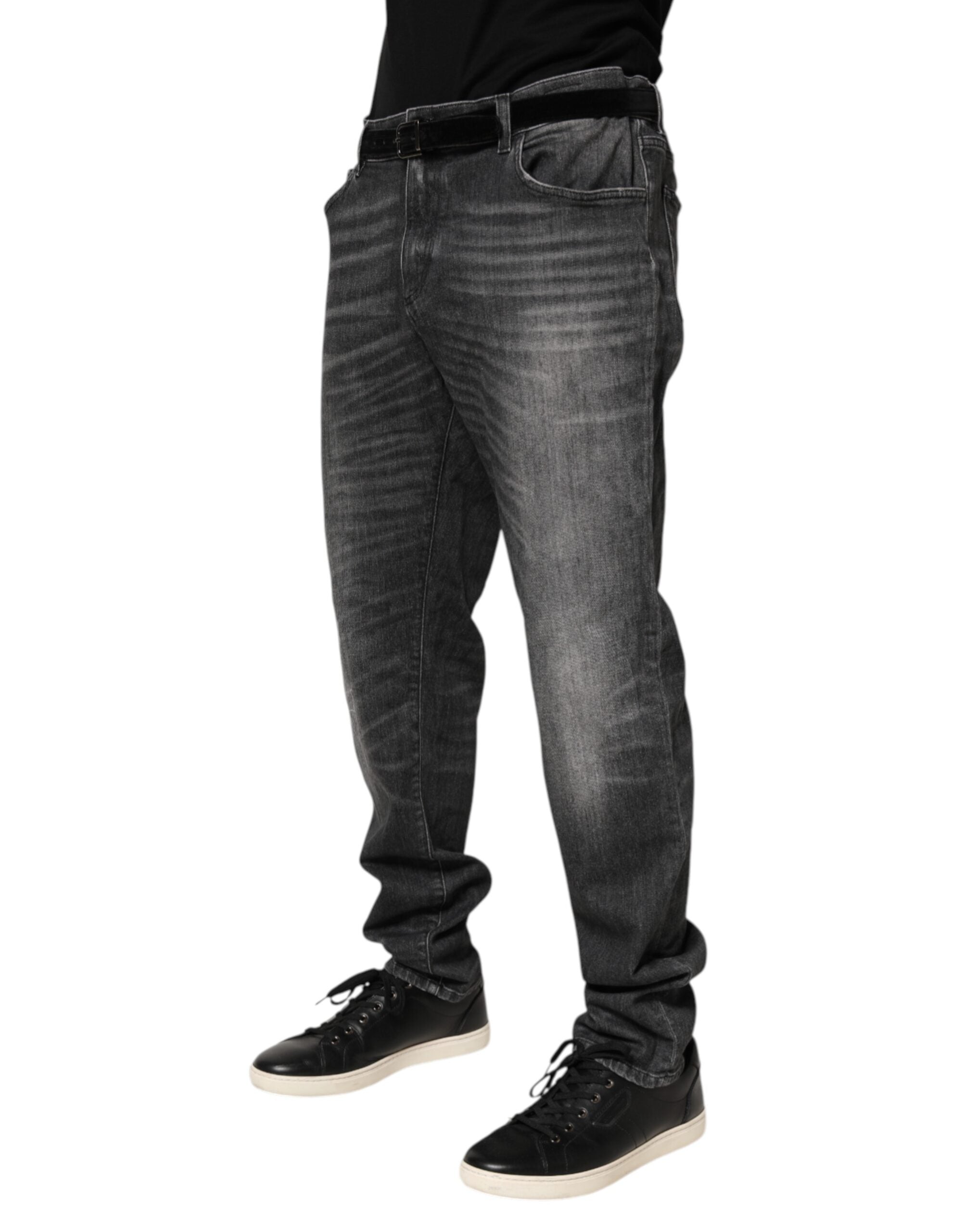 Dolce & Gabbana Black Gray Wash Slim Fit Straight Leg Denim Men's Jeans (Pre-Owned)