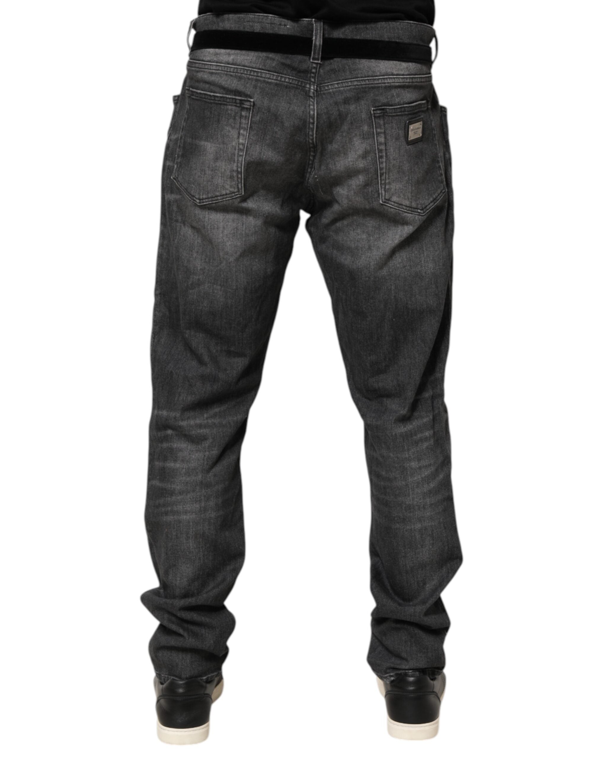 Dolce & Gabbana Black Gray Wash Slim Fit Straight Leg Denim Men's Jeans (Pre-Owned)