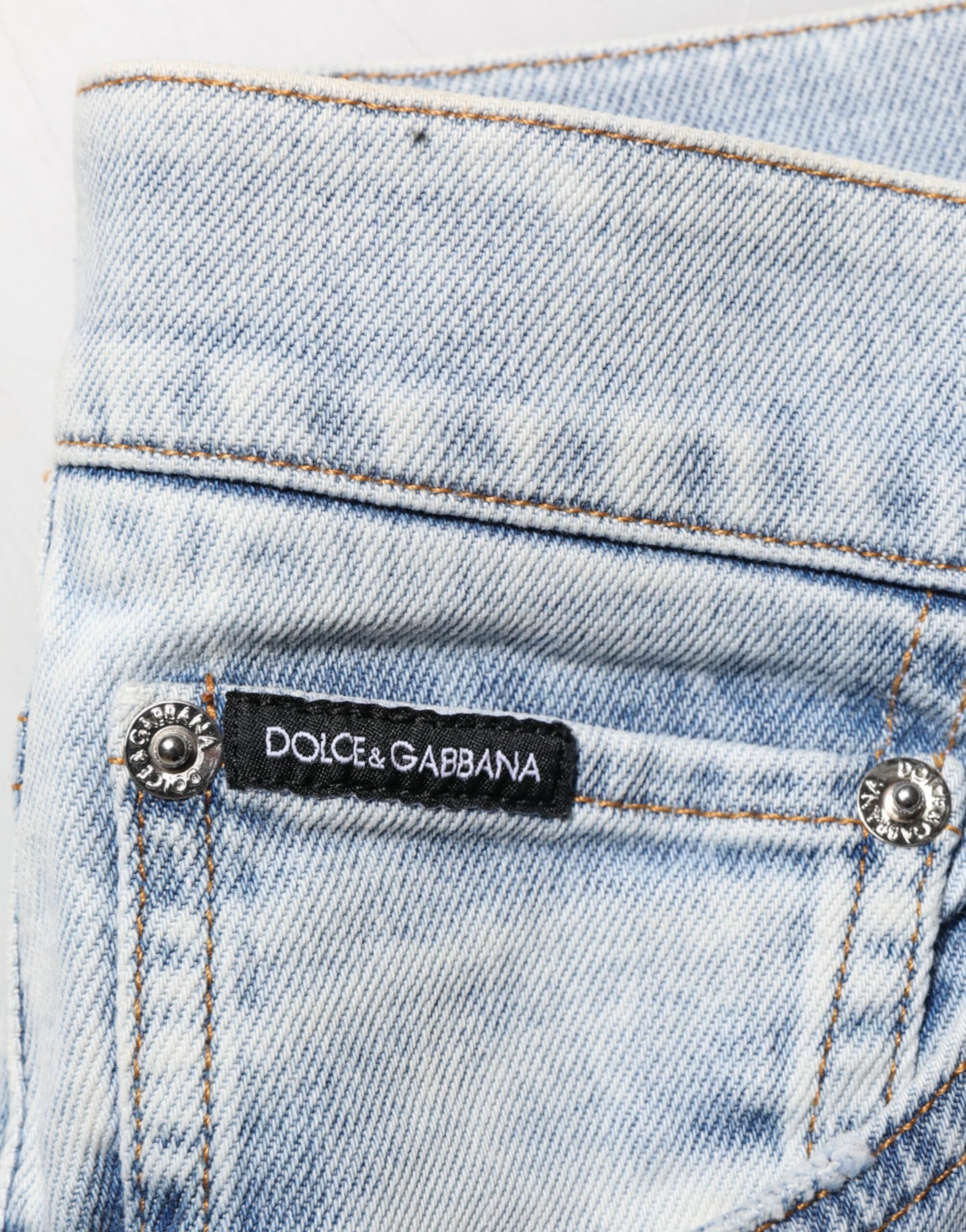 Dolce & Gabbana Light Blue Distressed Slim Fit Ripped Denim Men's Jeans (Pre-Owned)