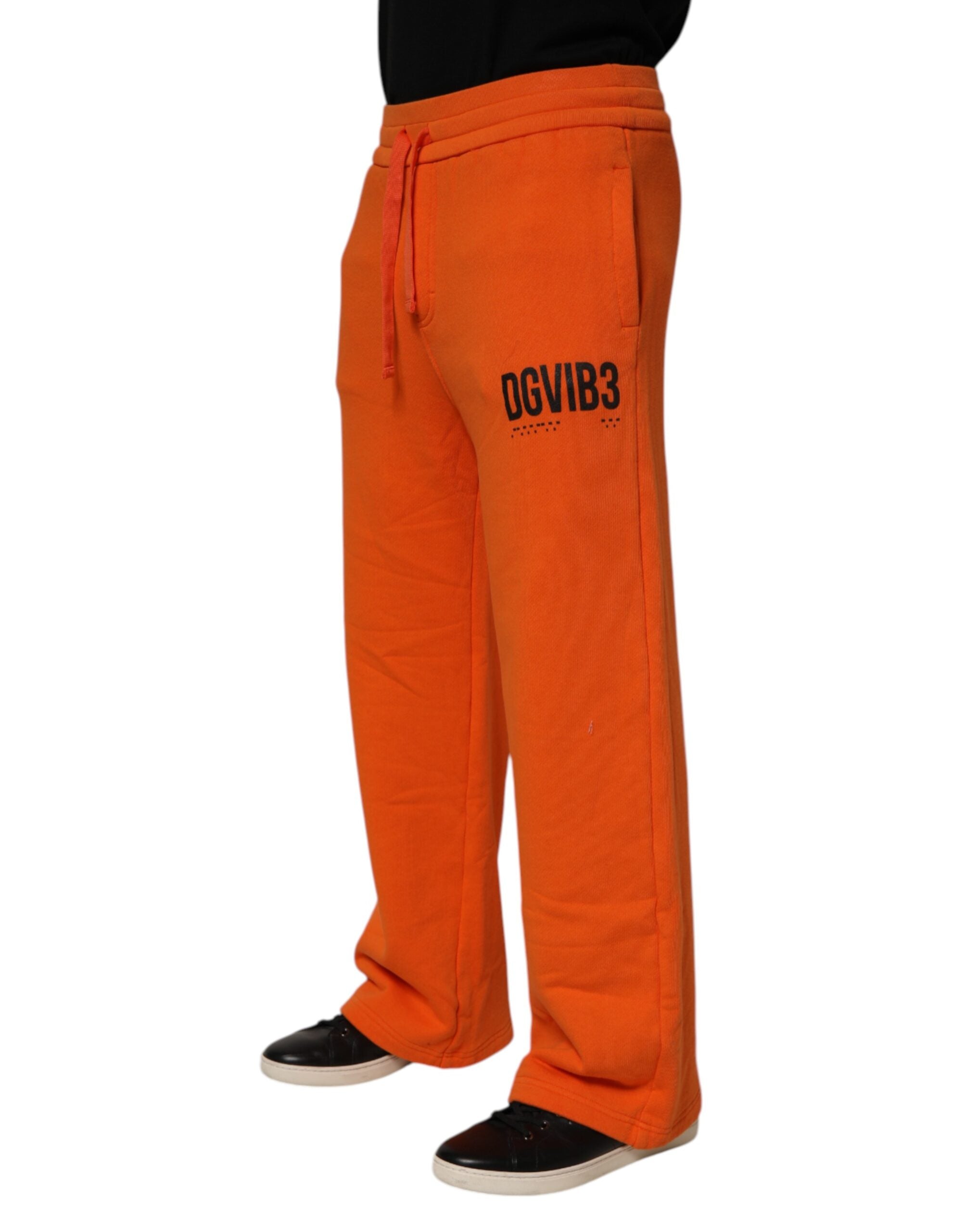 Dolce & Gabbana Orange Cotton DG VIB3 Logo Drawstring SweatMen's Men's Pants (Pre-Owned)