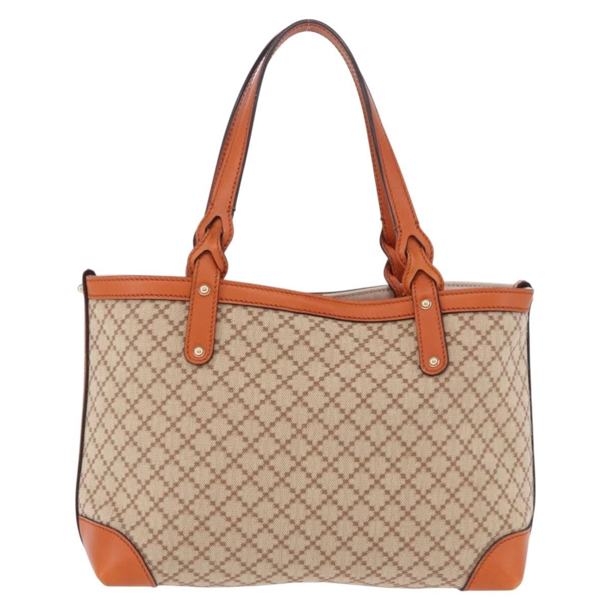 Gucci Craft Gg Canvas With Leather Beige Canvas Tote Bag Bag (Pre-Owned)
