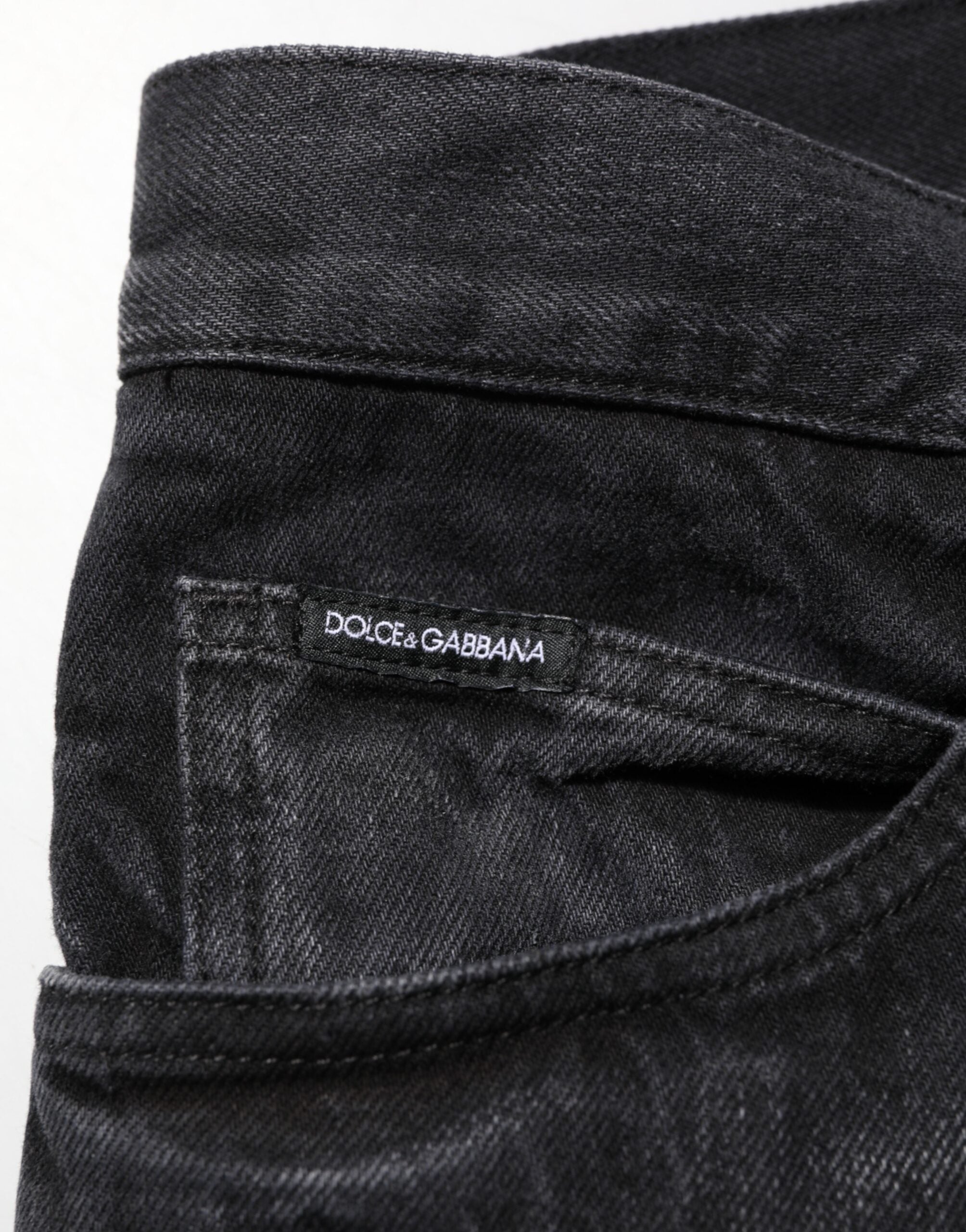 Dolce & Gabbana Black Washed Cotton Skinny Men Denim Men's Jeans