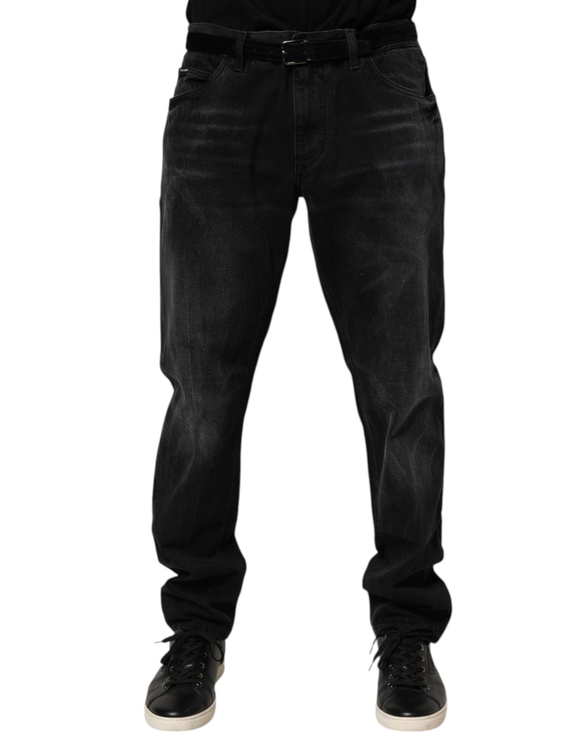 Dolce & Gabbana Black Washed Cotton Skinny Men Denim Men's Jeans