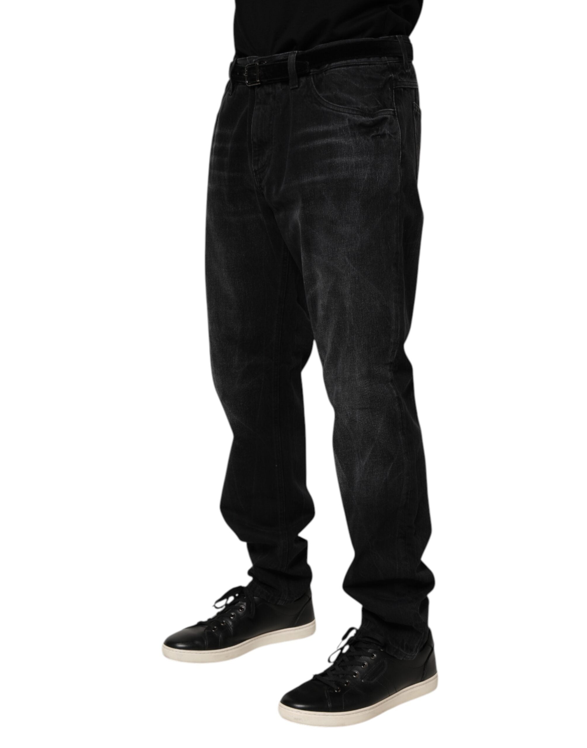 Dolce & Gabbana Black Washed Cotton Skinny Men Denim Men's Jeans