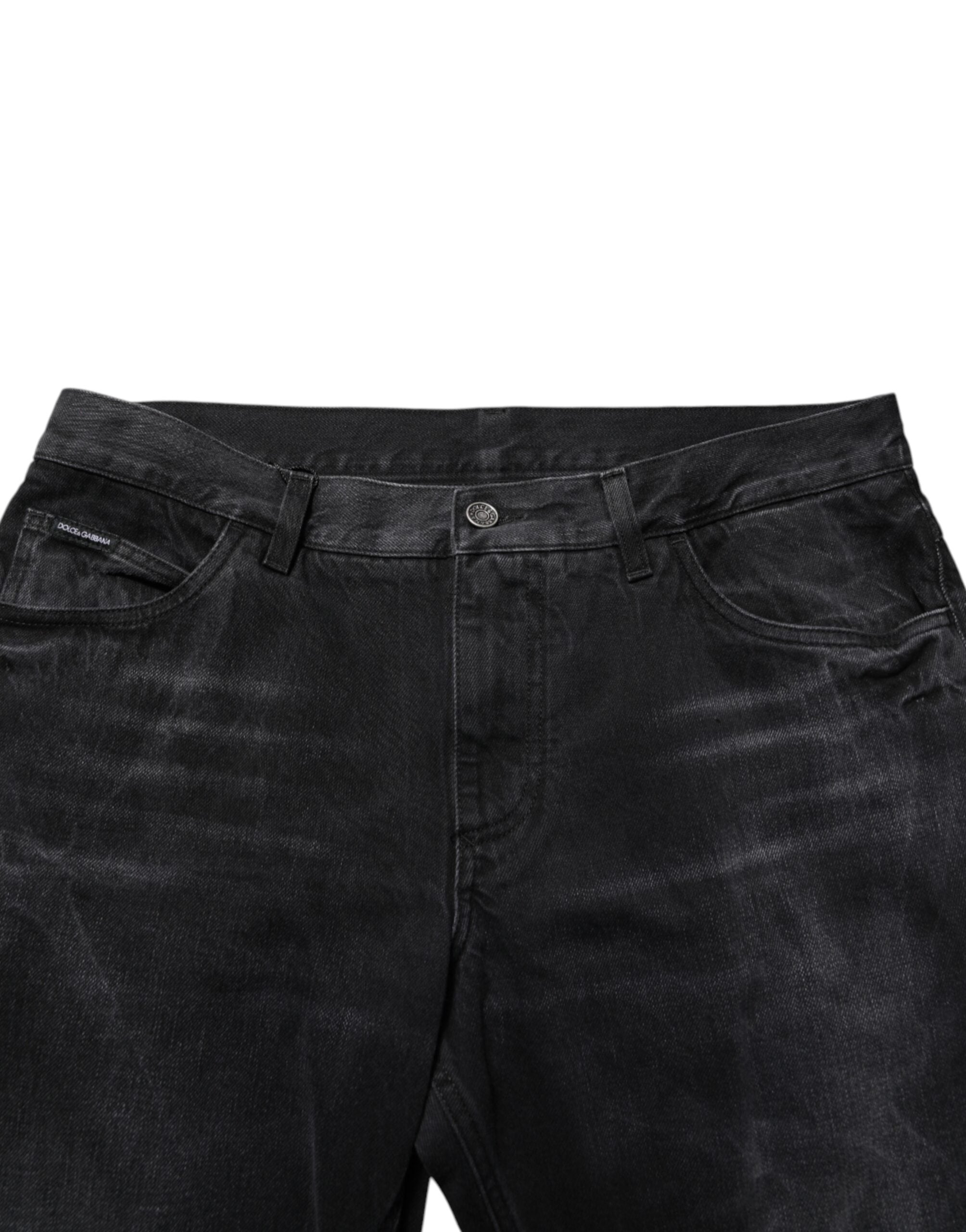Dolce & Gabbana Black Washed Cotton Skinny Men Denim Men's Jeans