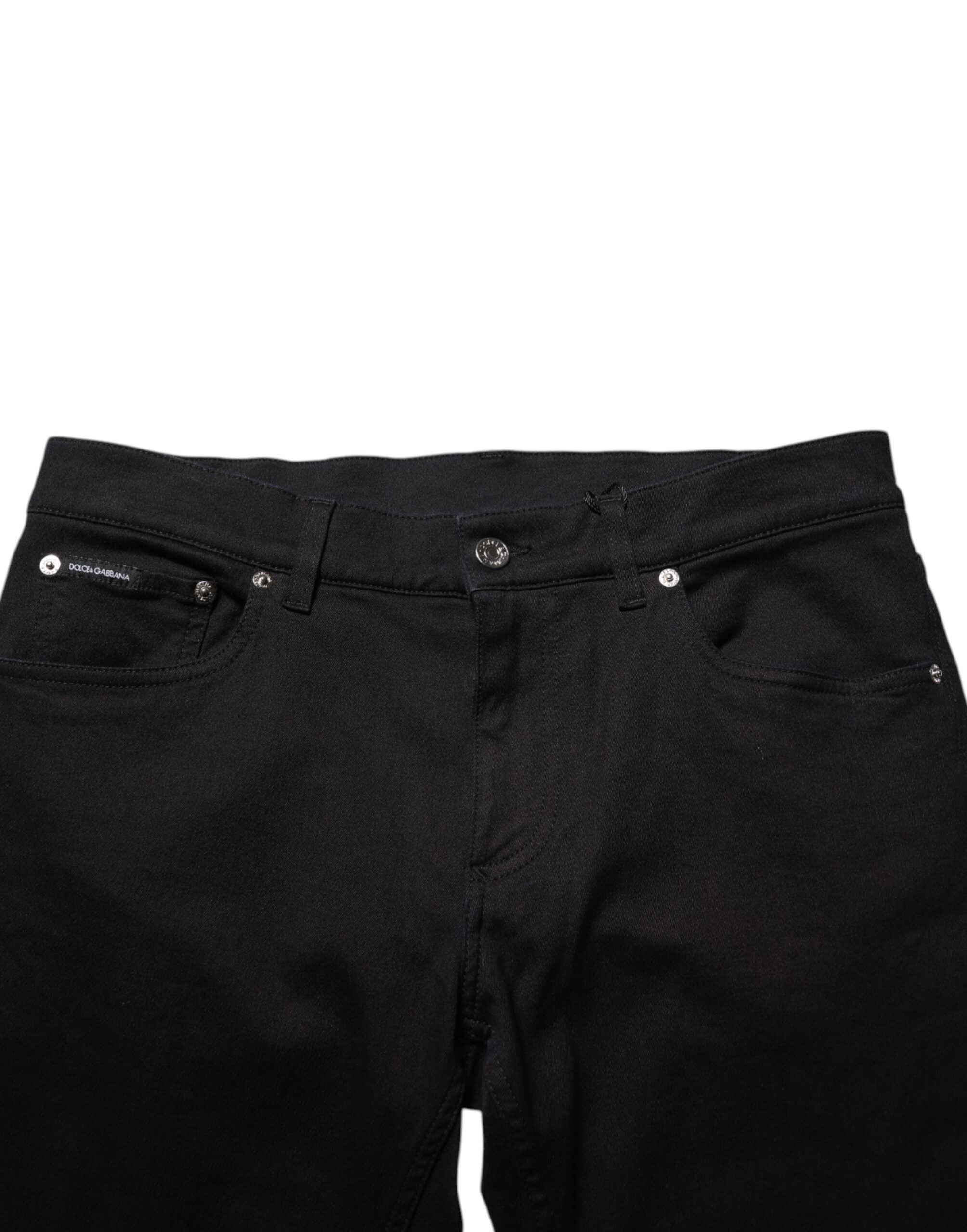 Dolce & Gabbana Black Cotton Blend Skinny Men Trouser Men's Pants