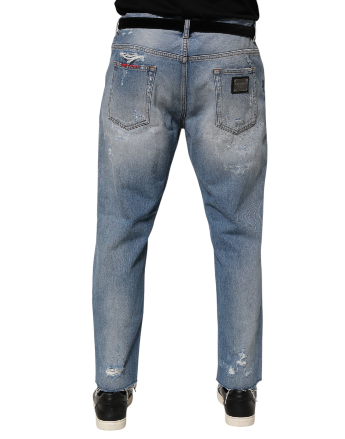 Dolce & Gabbana Blue Distressed Ripped Denim Pants Men's Jeans