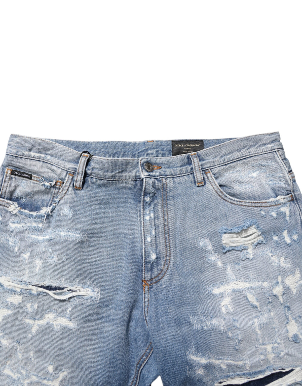 Dolce & Gabbana Blue Distressed Ripped Denim Pants Men's Jeans