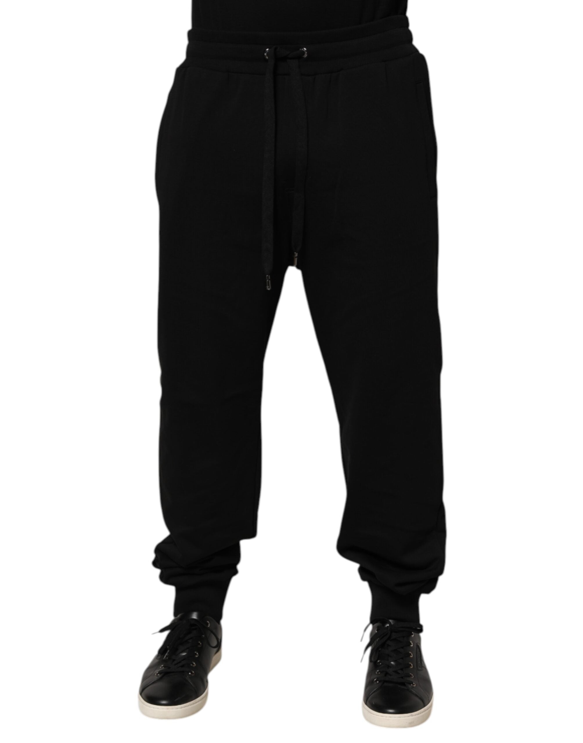 Dolce & Gabbana Black Cotton Drawstring Logo SweatMen's Men's Pants