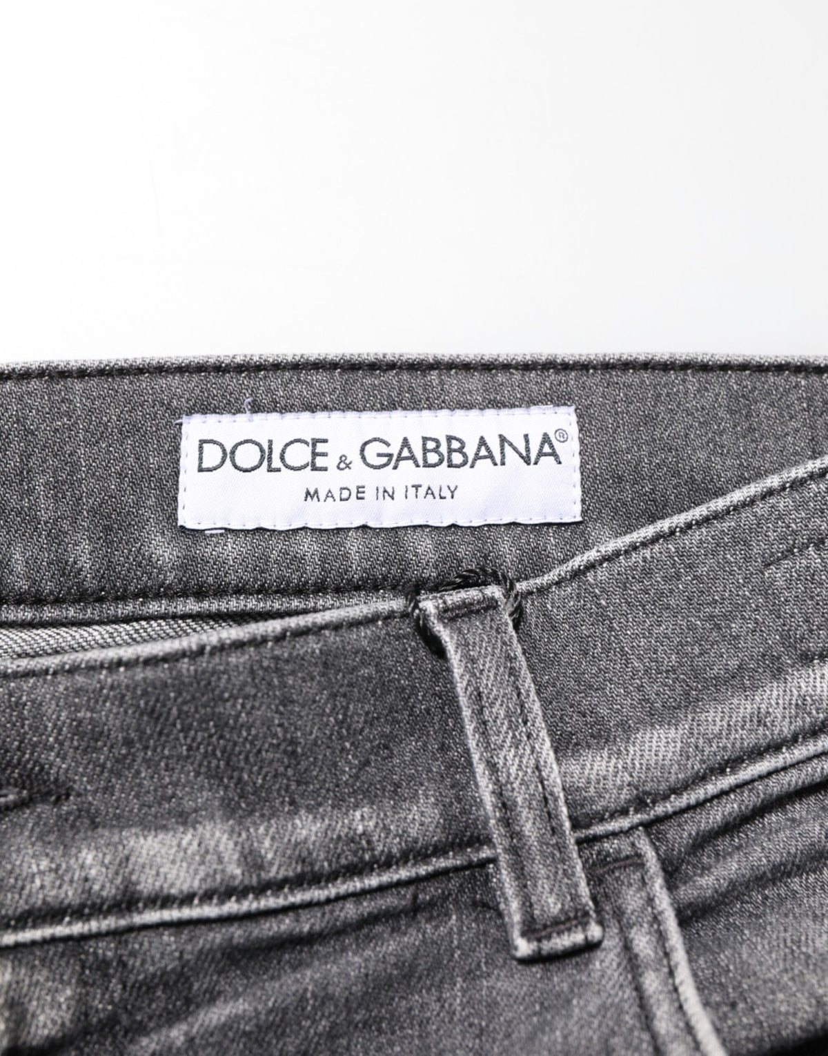 Dolce & Gabbana Grey Cotton Denim Slim Fit Distressed Pants Men's Jeans (Pre-Owned)