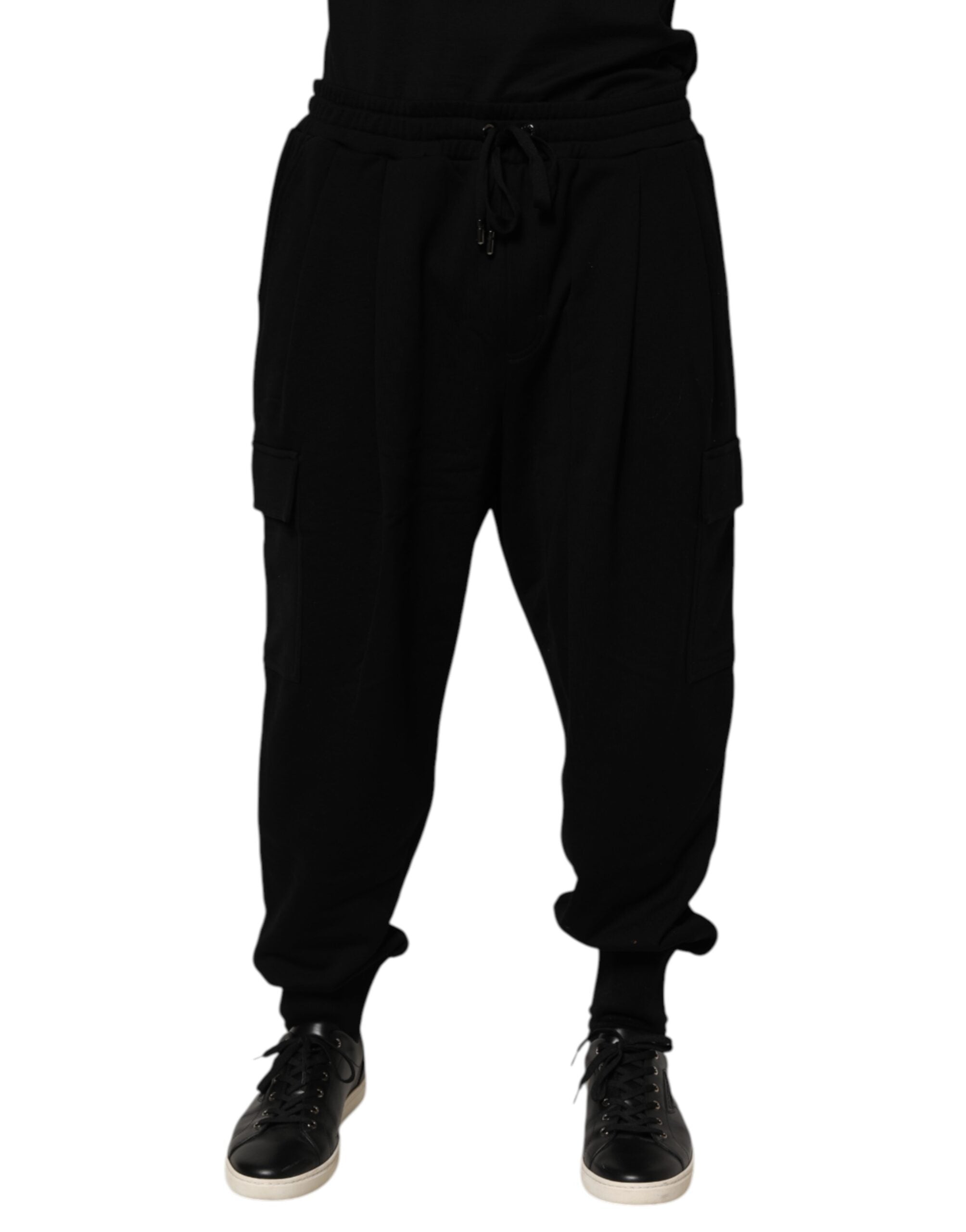 Dolce & Gabbana Black Cotton Blend Cargo Joggers Drawstring Men's Pants (Pre-Owned)