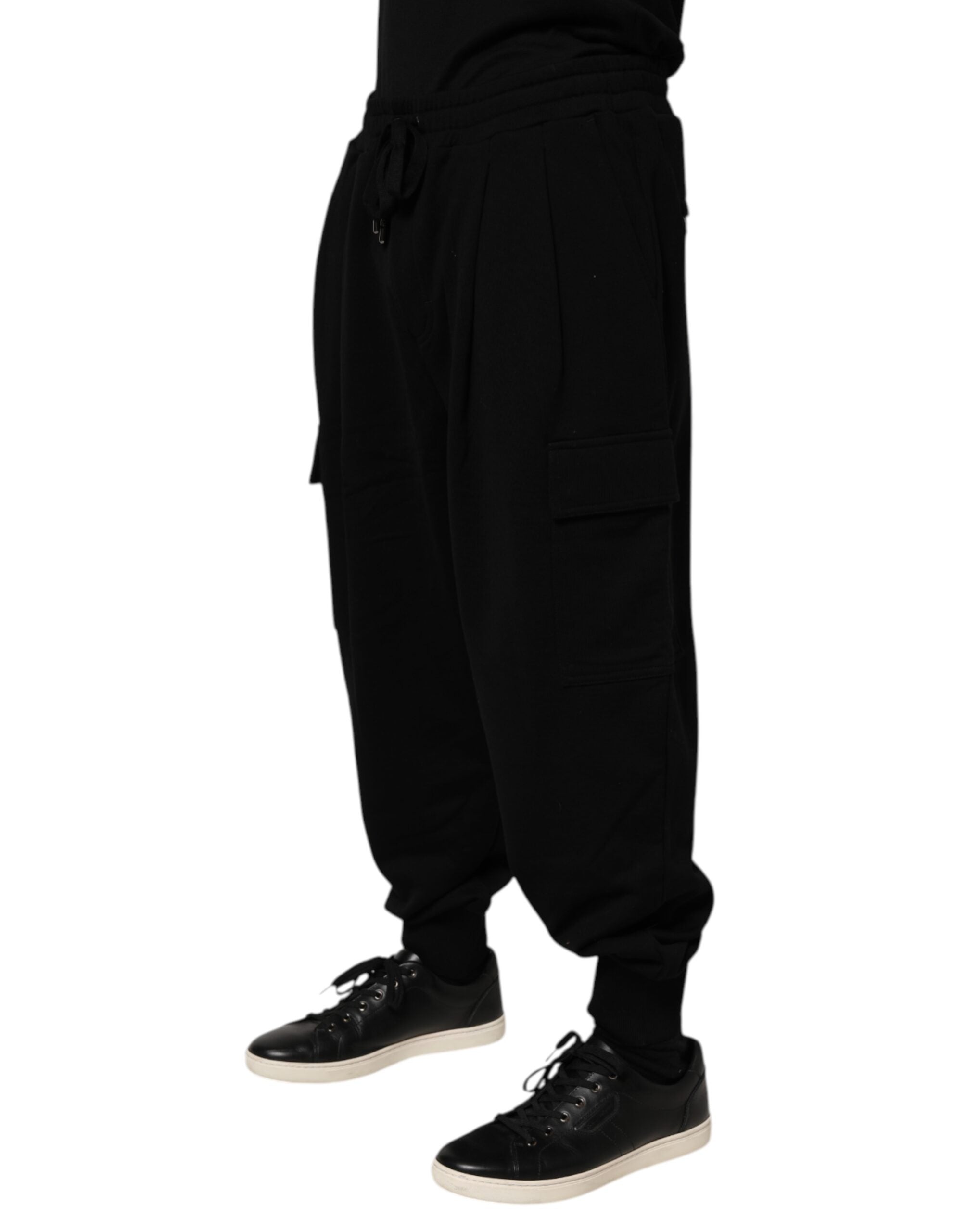 Dolce & Gabbana Black Cotton Blend Cargo Joggers Drawstring Men's Pants (Pre-Owned)