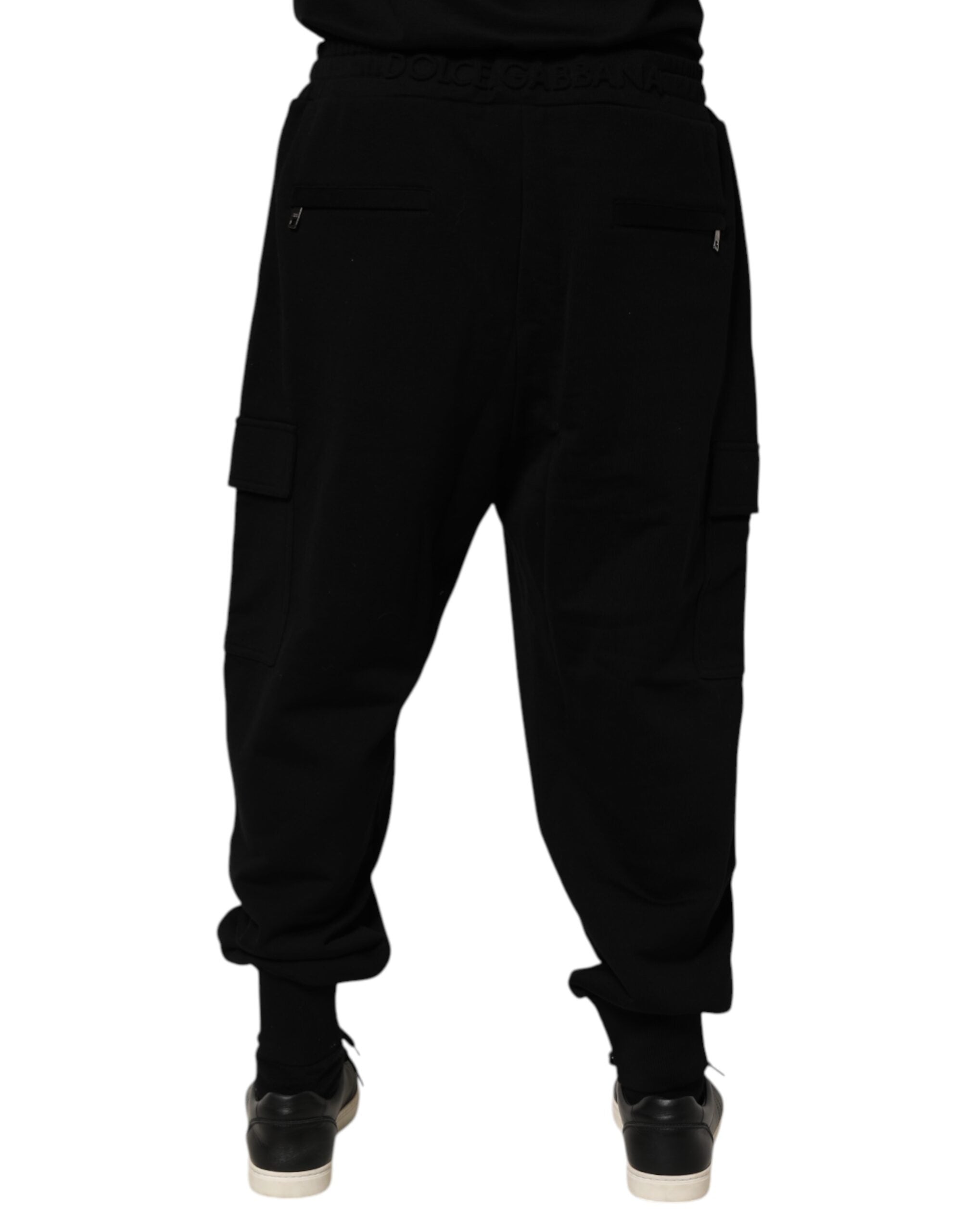 Dolce & Gabbana Black Cotton Blend Cargo Joggers Drawstring Men's Pants (Pre-Owned)