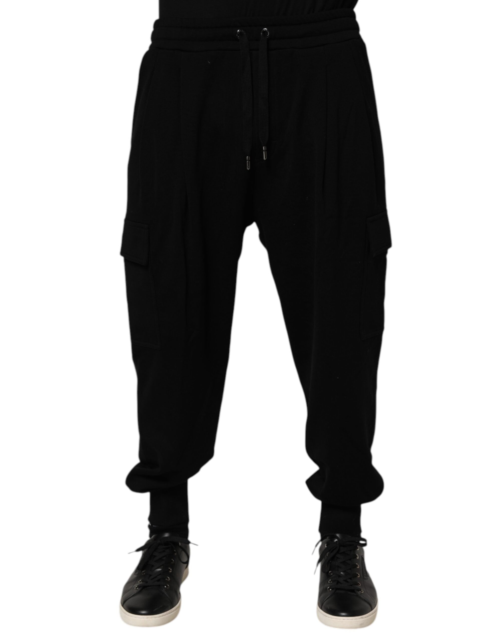 Dolce & Gabbana Black Cotton Blend Cargo Joggers Drawstring Men's Pants (Pre-Owned)