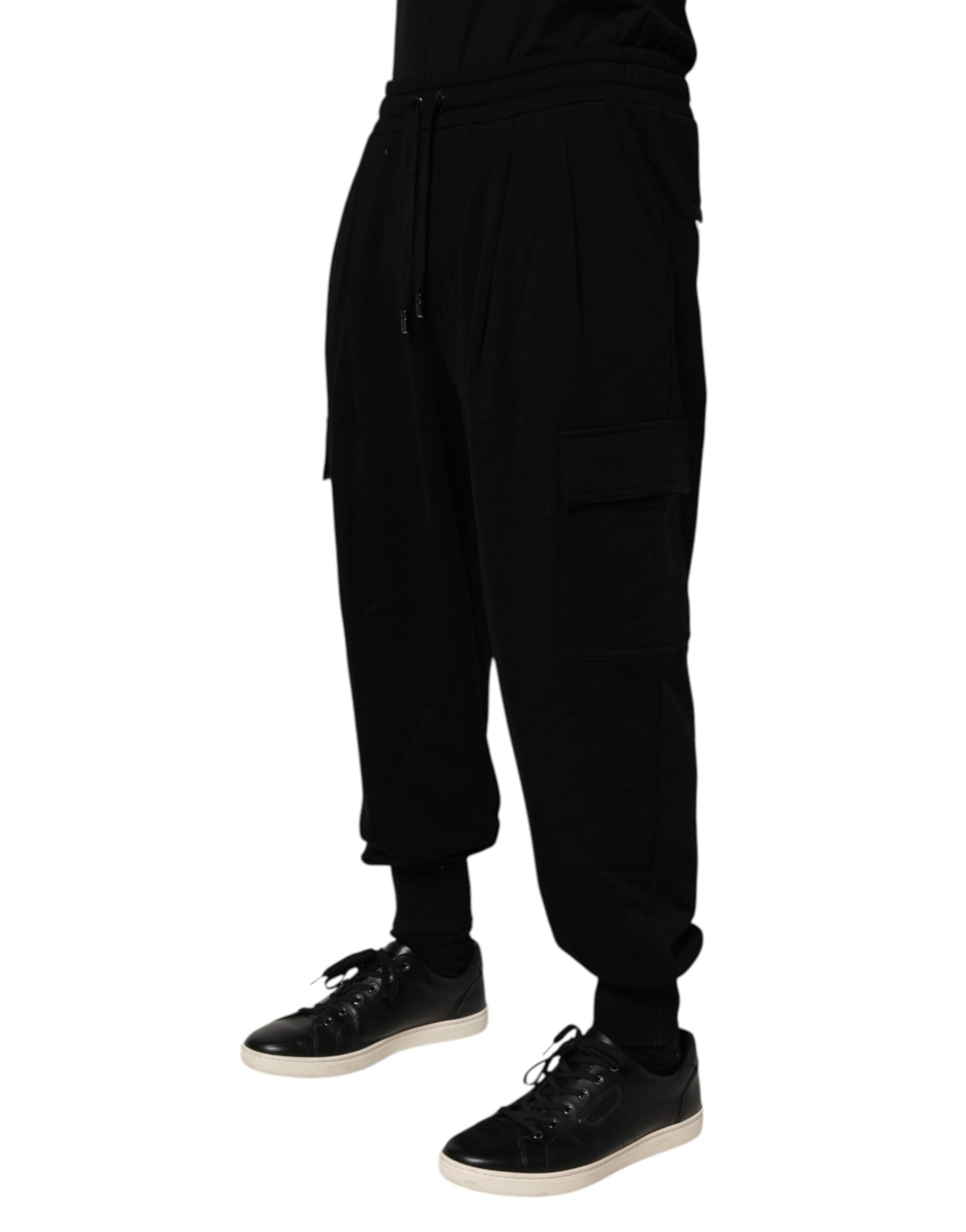 Dolce & Gabbana Black Cotton Blend Cargo Joggers Drawstring Men's Pants (Pre-Owned)
