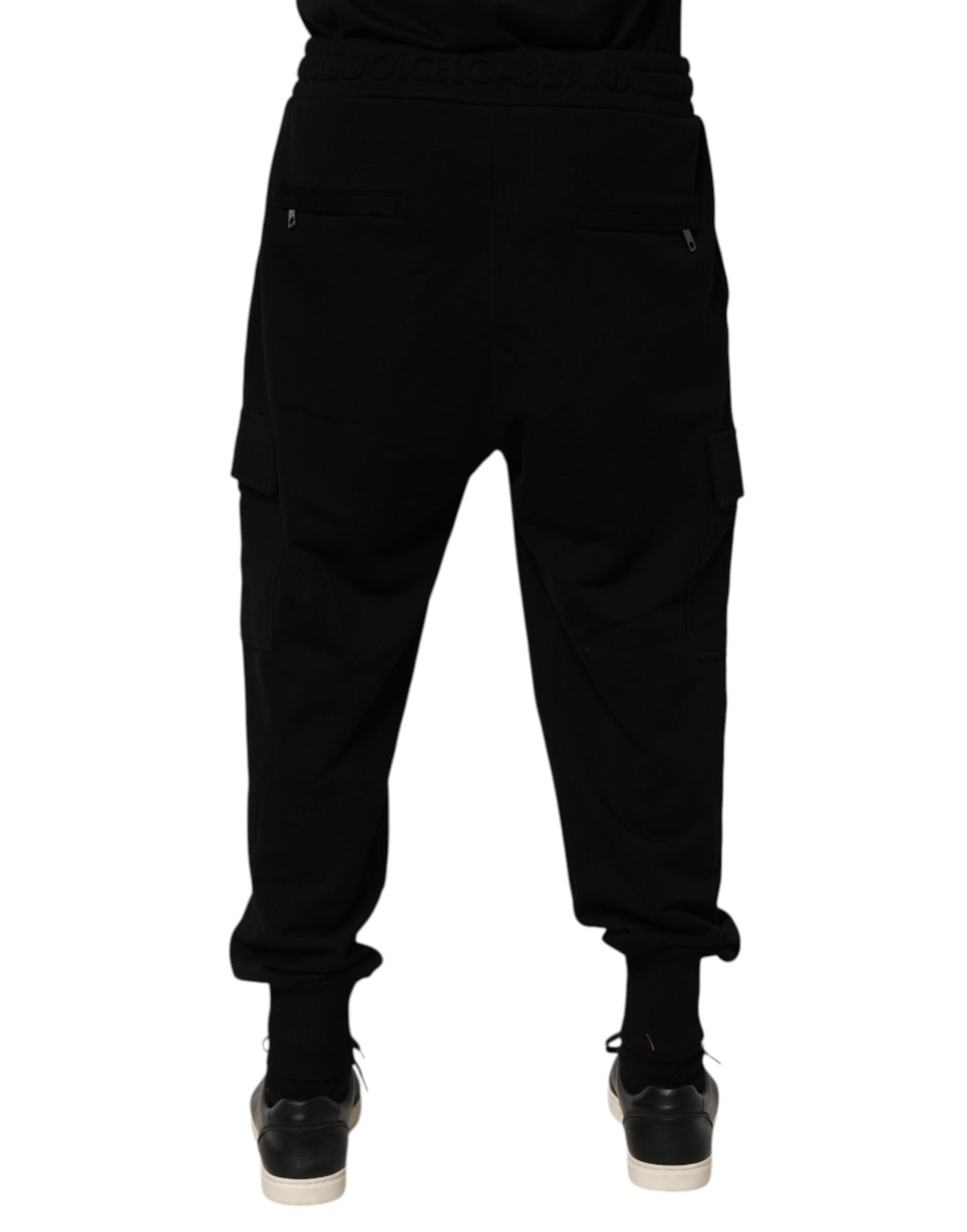 Dolce & Gabbana Black Cotton Blend Cargo Joggers Drawstring Men's Pants (Pre-Owned)
