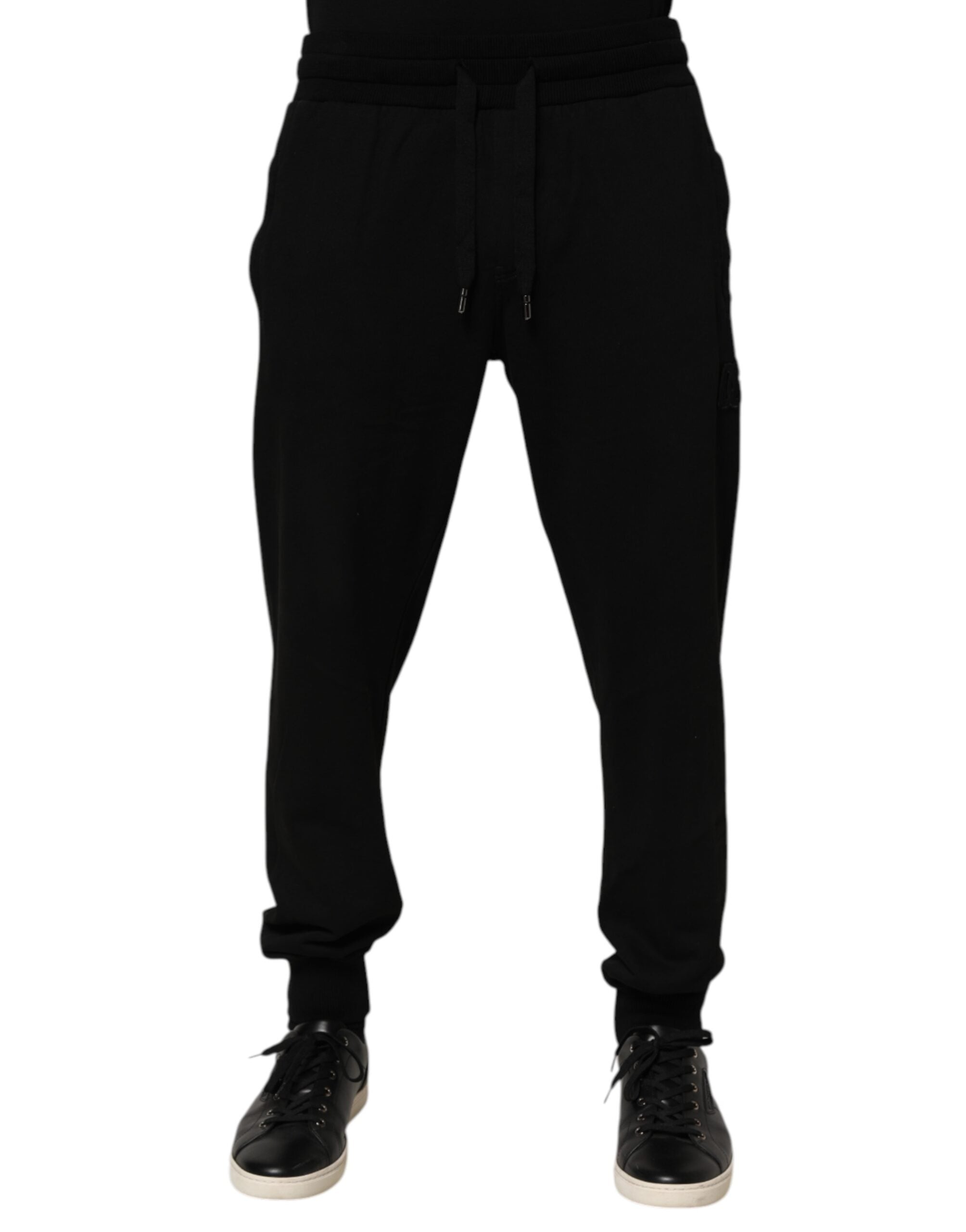 Dolce & Gabbana Black Cotton DG Logo Men Jogger Men's Pants (Pre-Owned)