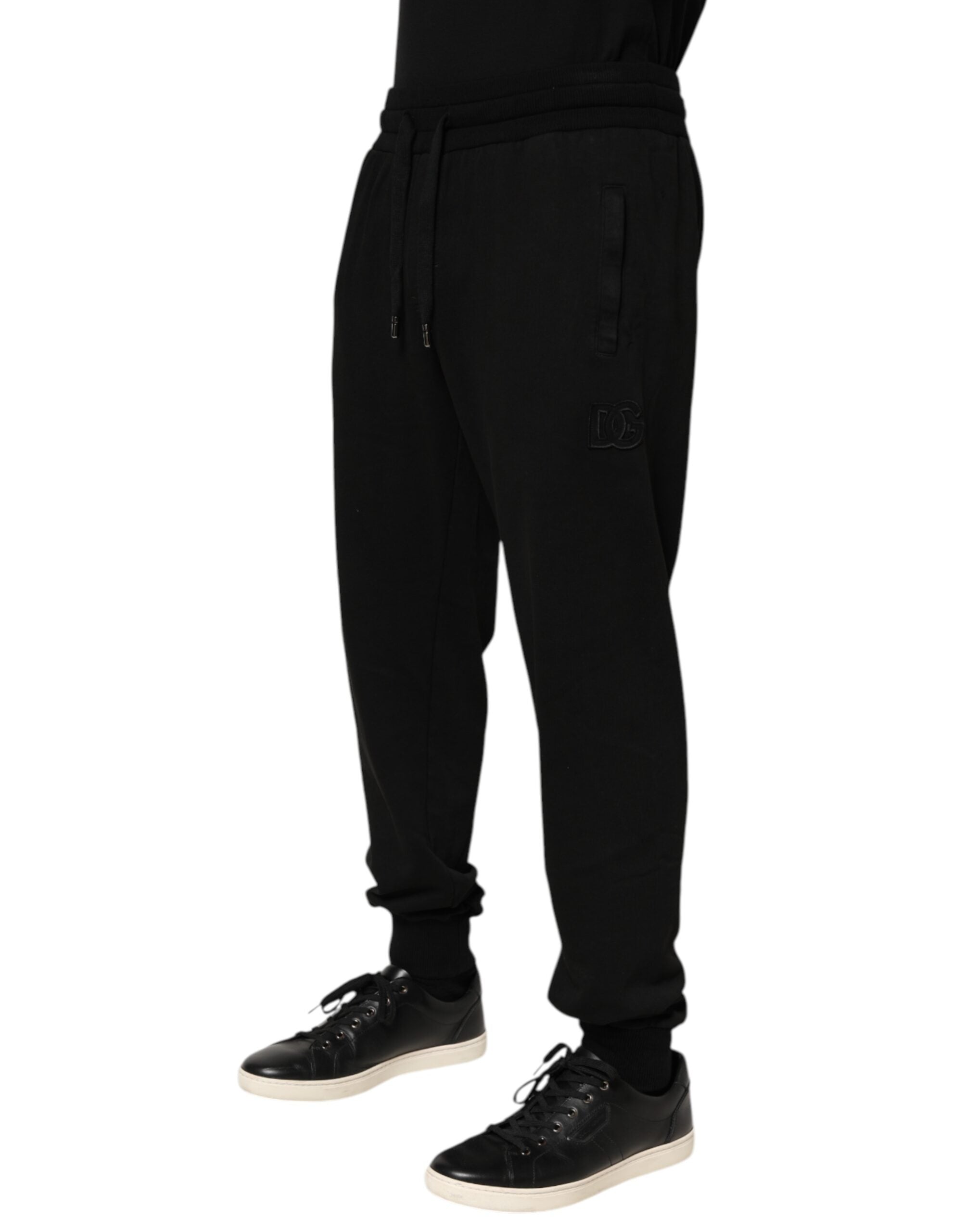 Dolce & Gabbana Black Cotton DG Logo Men Jogger Men's Pants (Pre-Owned)