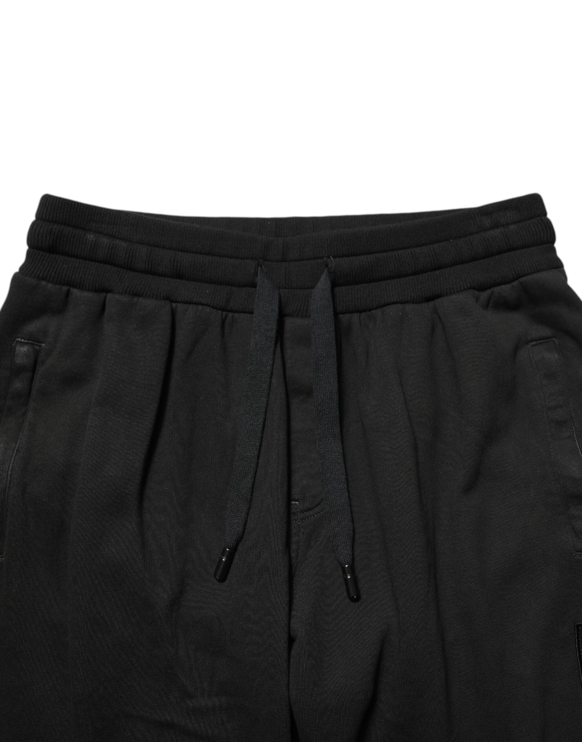 Dolce & Gabbana Black Cotton DG Logo Men Jogger Men's Pants (Pre-Owned)