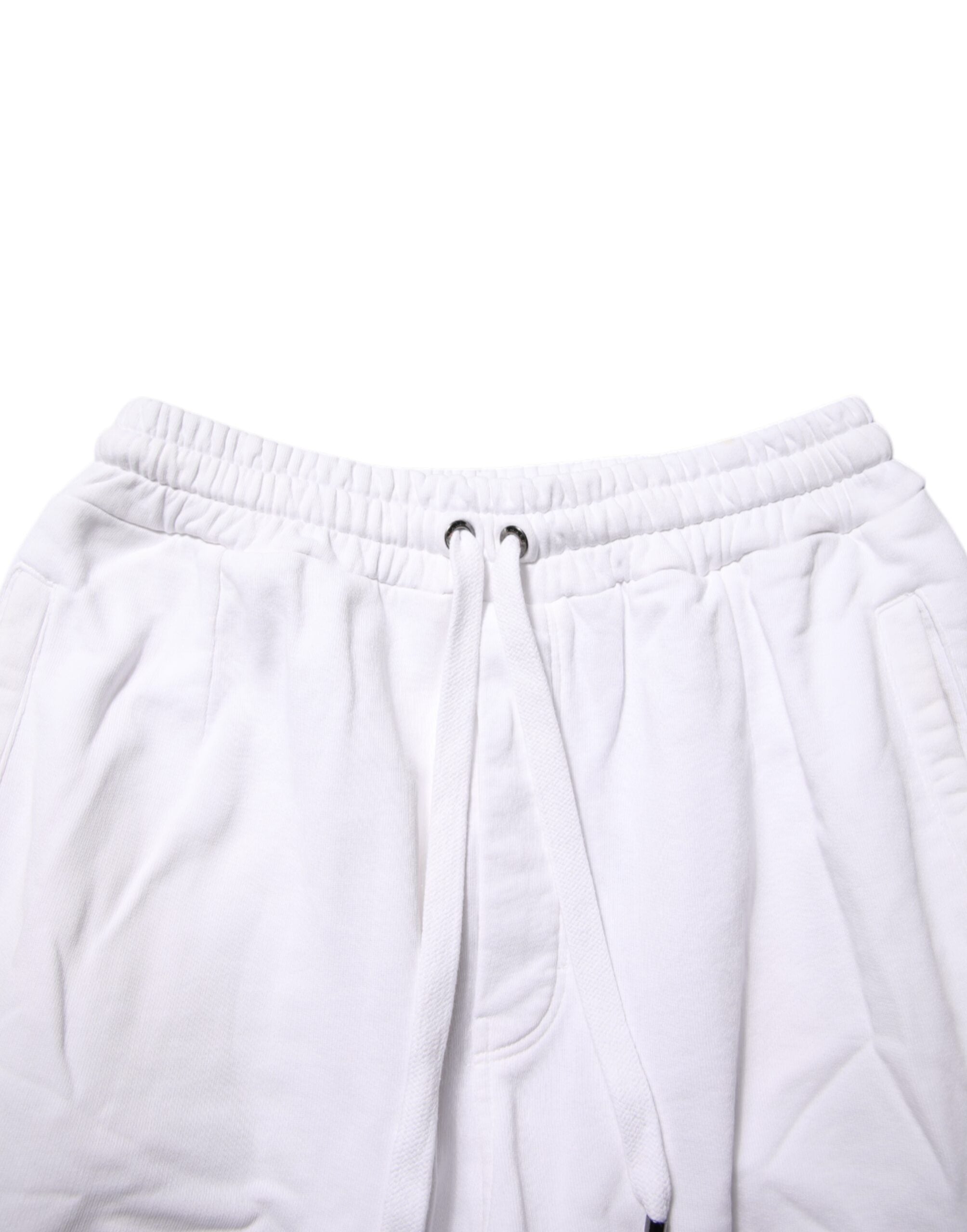 Dolce & Gabbana White Cotton Cargo Trousers Logo Patch Men's Pants (Pre-Owned)