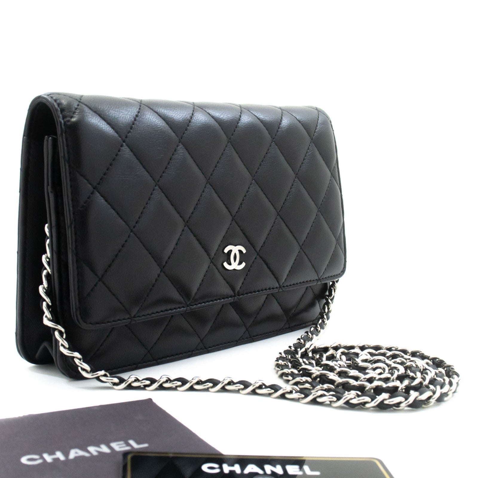 Chanel Wallet On Chain Quilted Lambskin Black Leather Wallets Accessory (Pre-Owned)