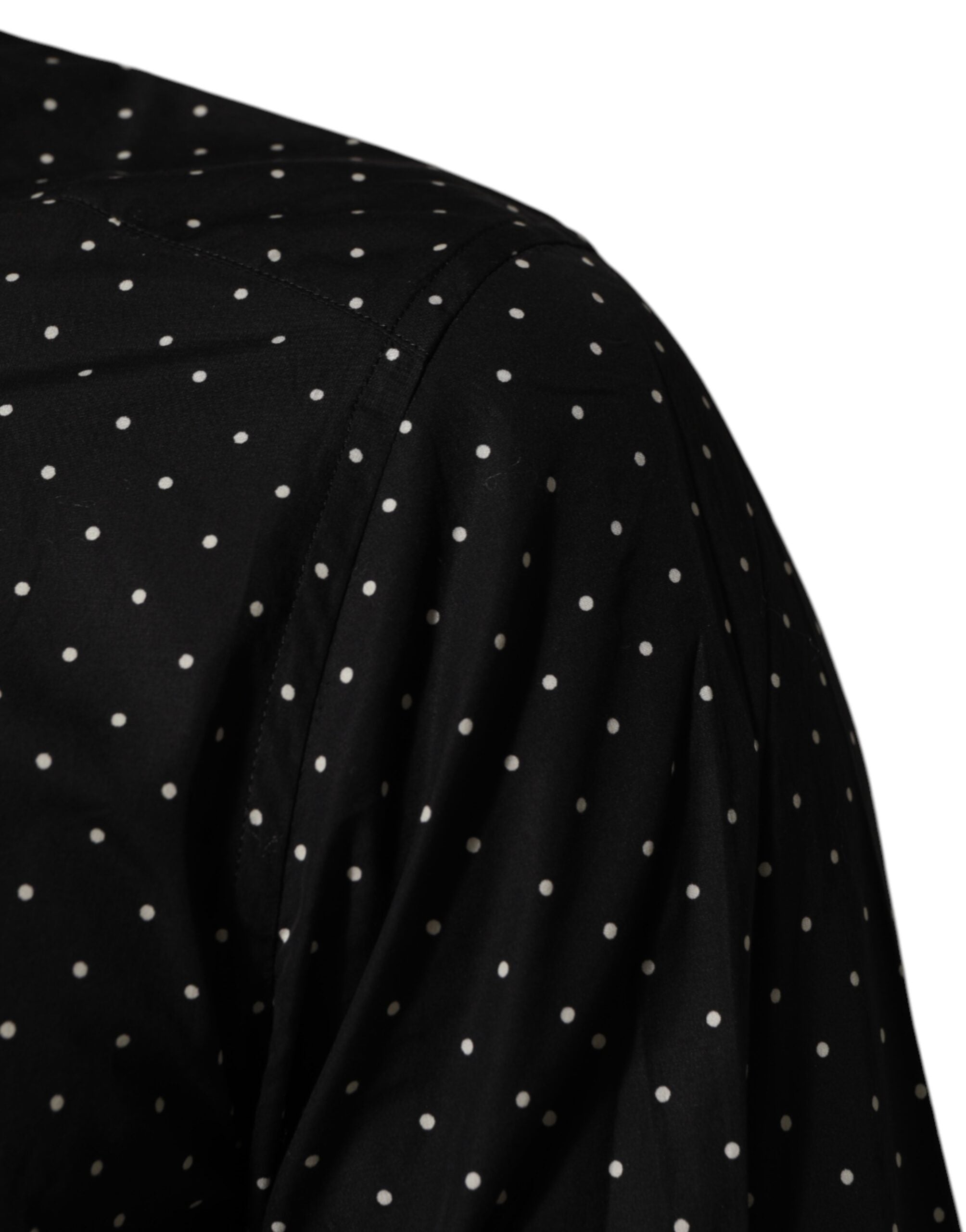 Dolce & Gabbana Black Polka Dot Cotton GOLD Men Formal Dress Men's Shirt (Pre-Owned)