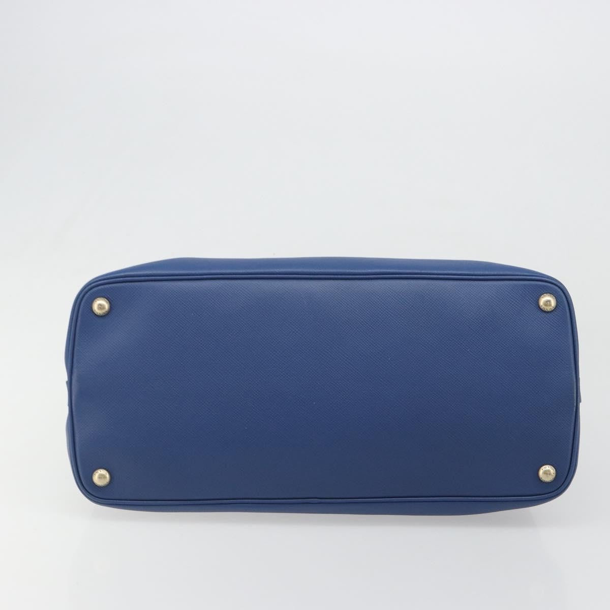 Prada Cuir Promenade Front Zip Tote Leather Blue Leather Handbag (Pre-Owned)
