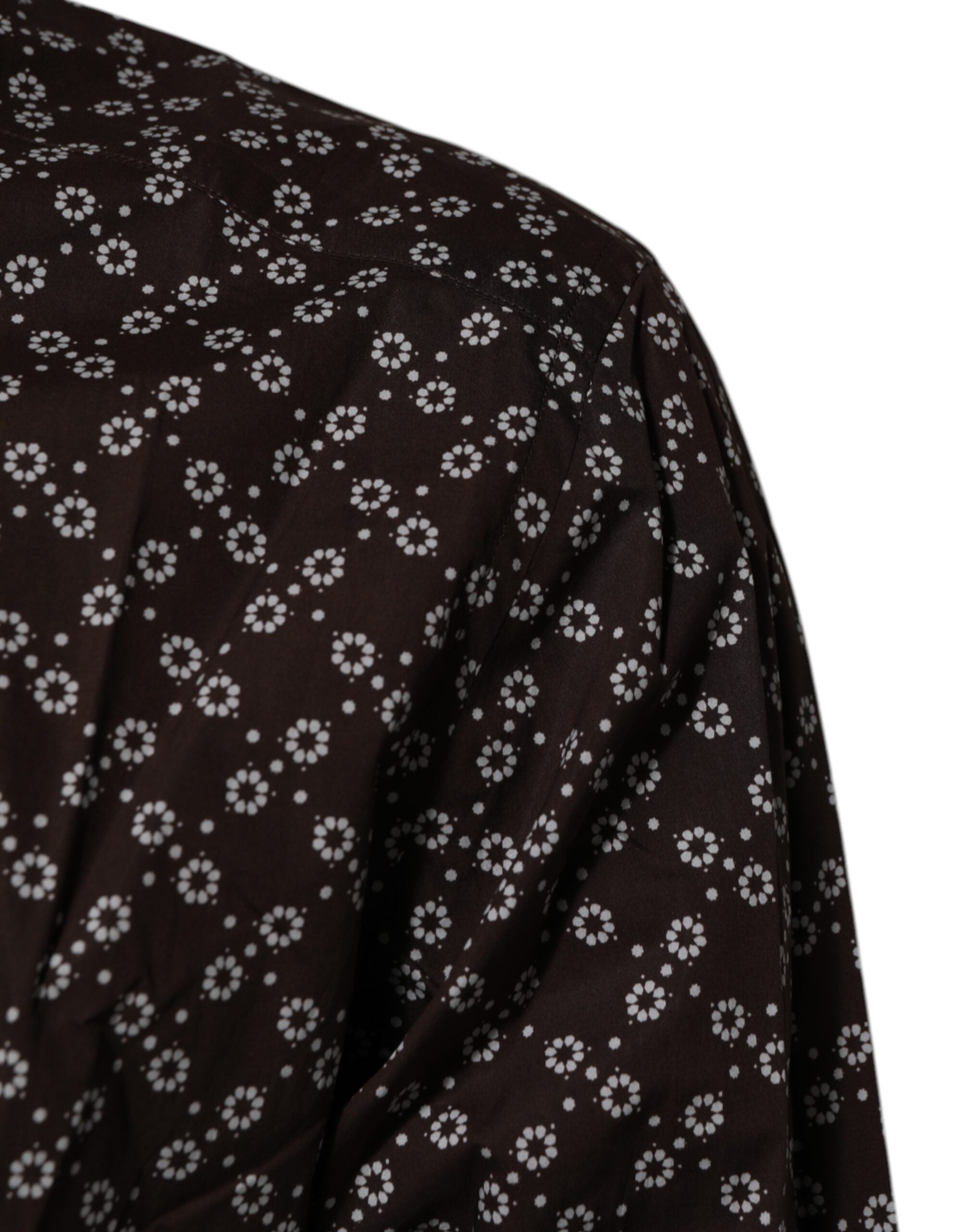 Dolce & Gabbana BrownFloral Collared GOLD Formal Dress Men's Shirt