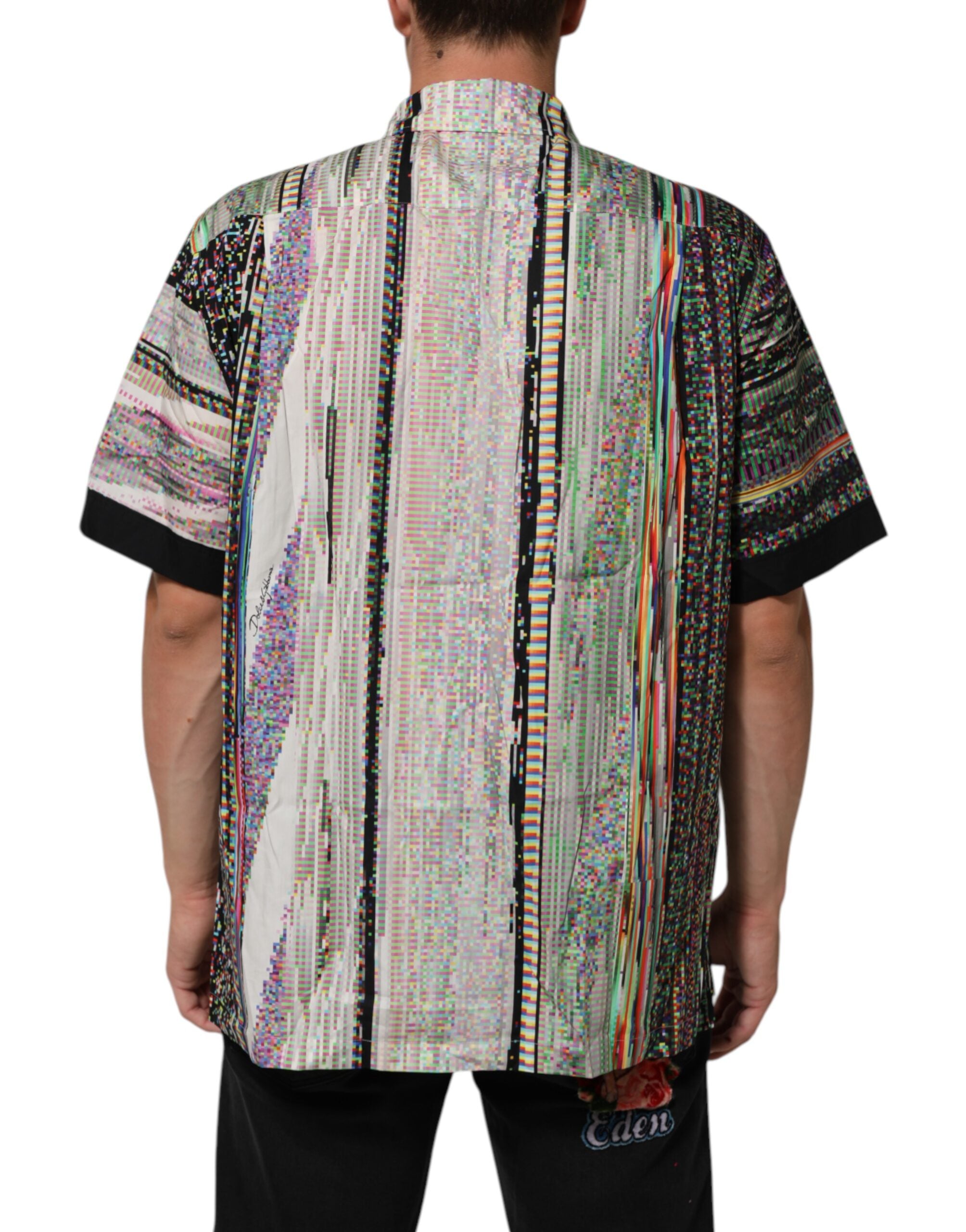 Dolce & Gabbana Multicolor Graphic Collared Casual Men's Shirt