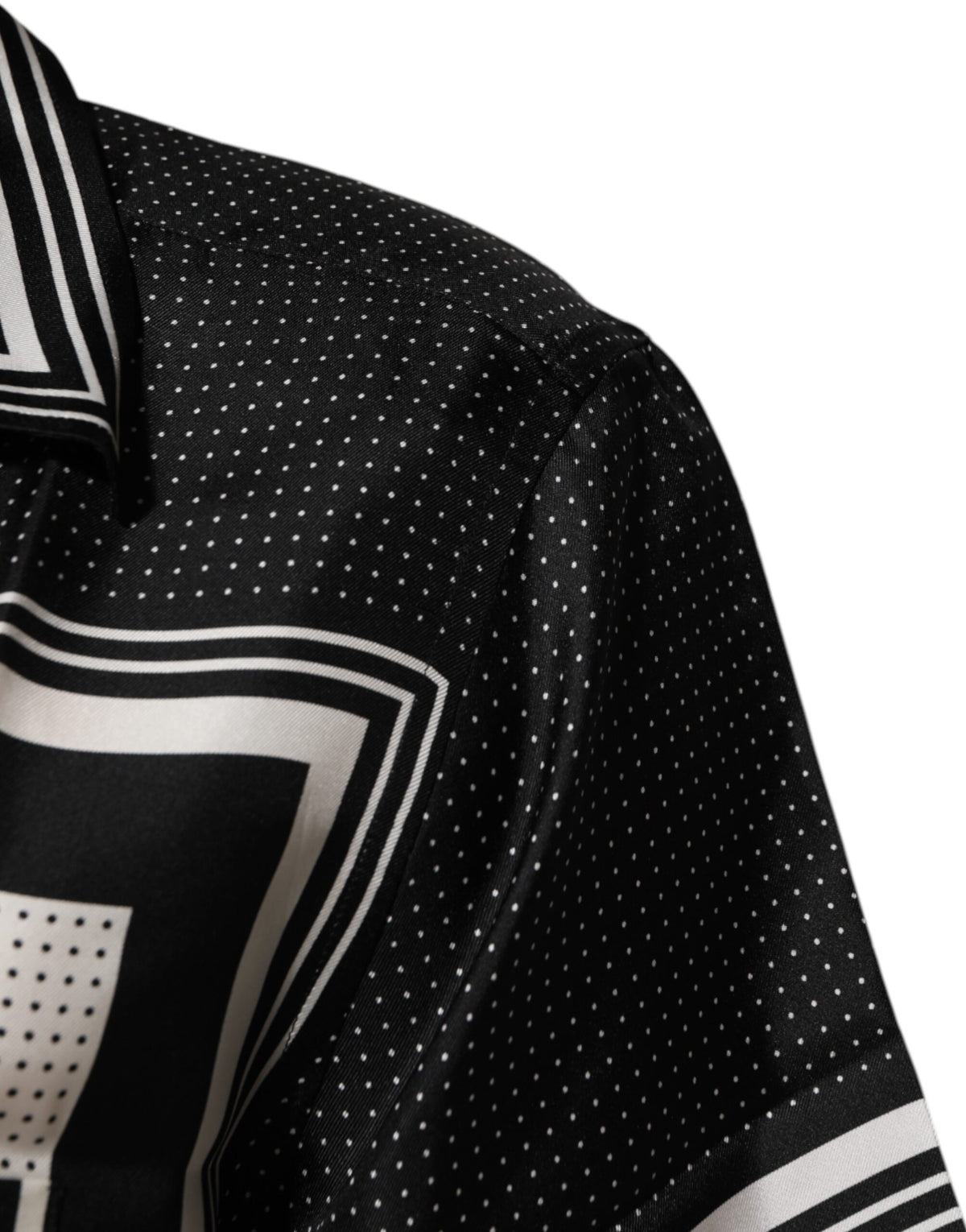 Dolce & Gabbana Black White StripeDot Print Casual Polo Men's Shirt