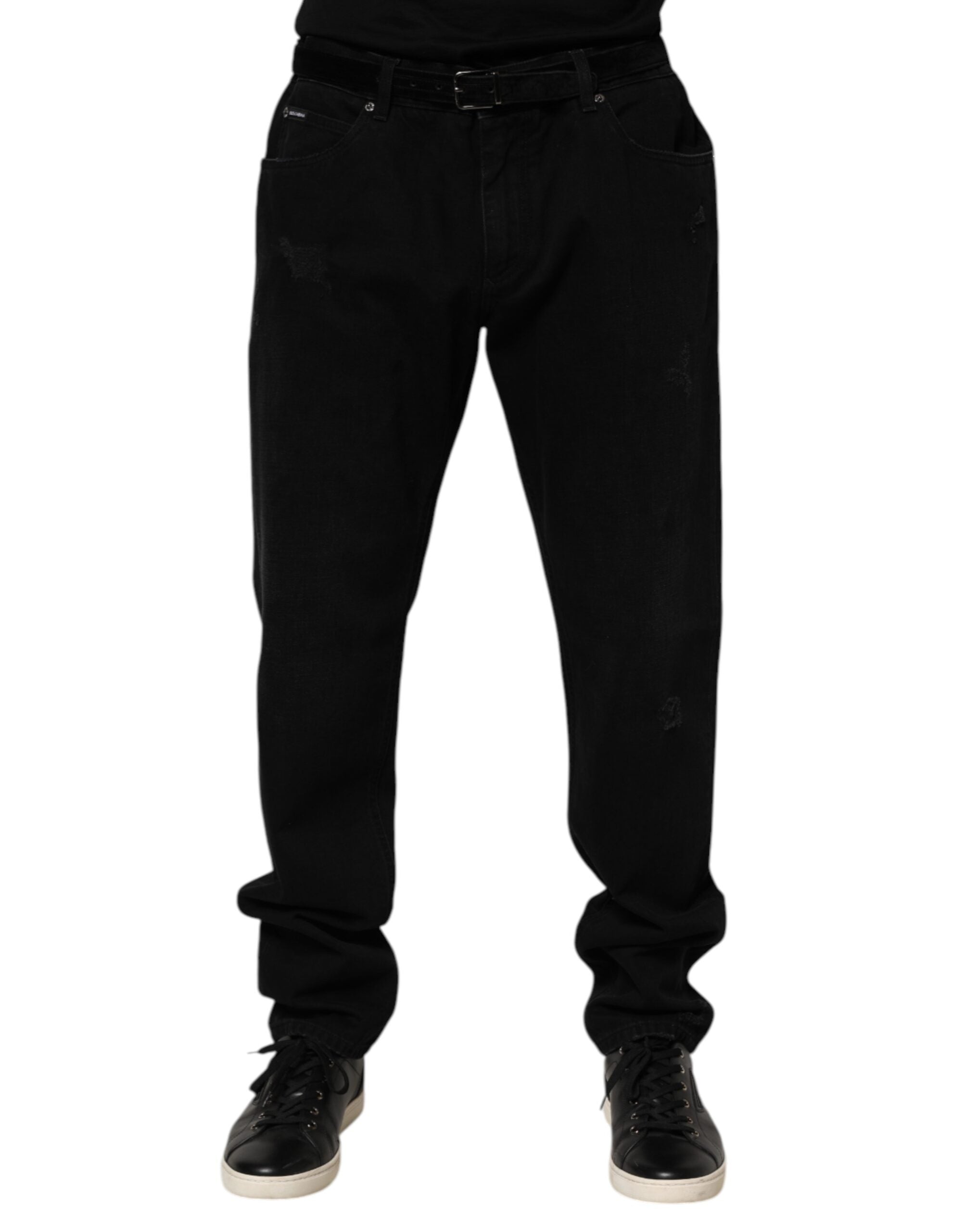 Dolce & Gabbana Black Cotton Regular Denim Men Trouser Men's Jeans