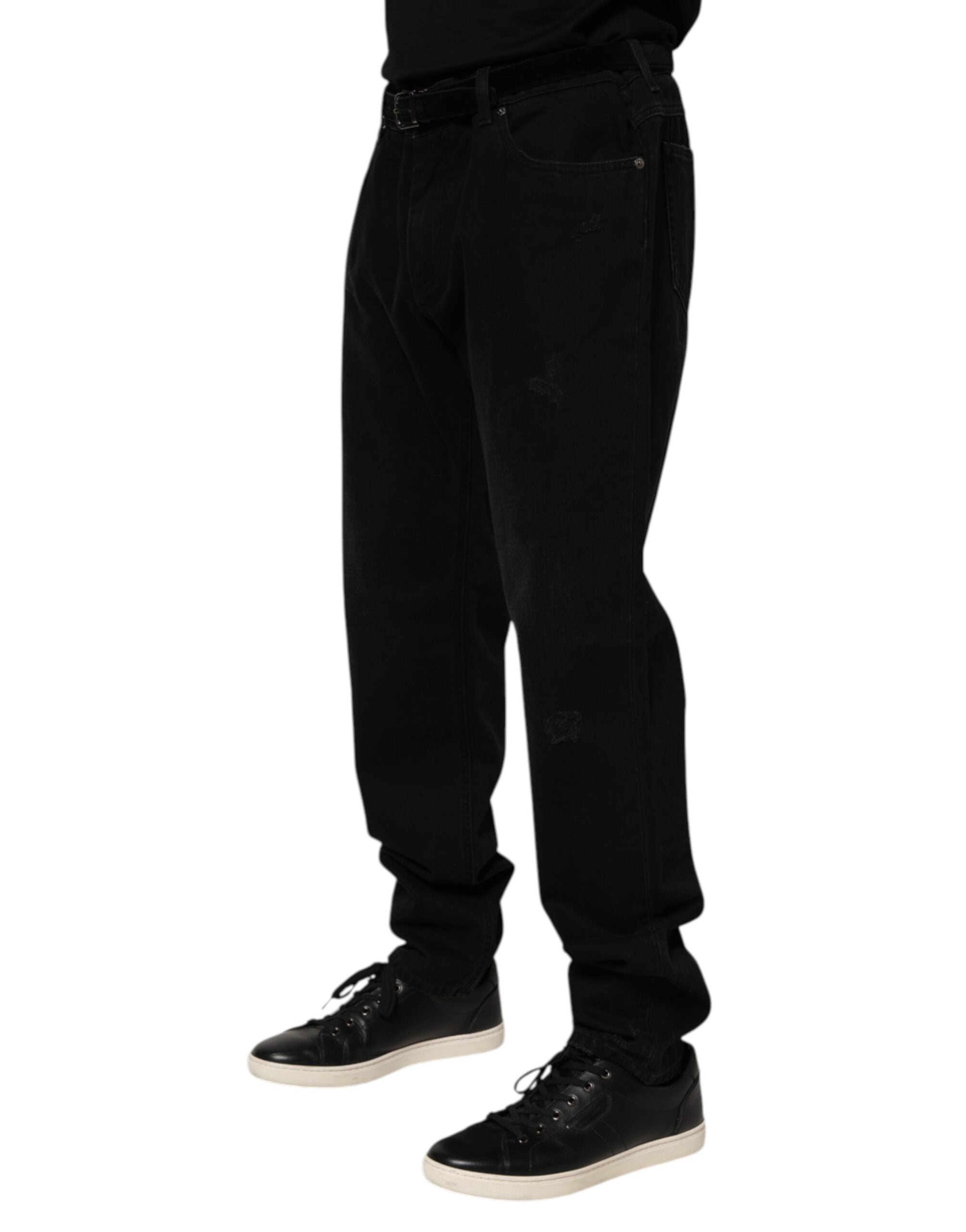 Dolce & Gabbana Black Cotton Regular Denim Men Trouser Men's Jeans