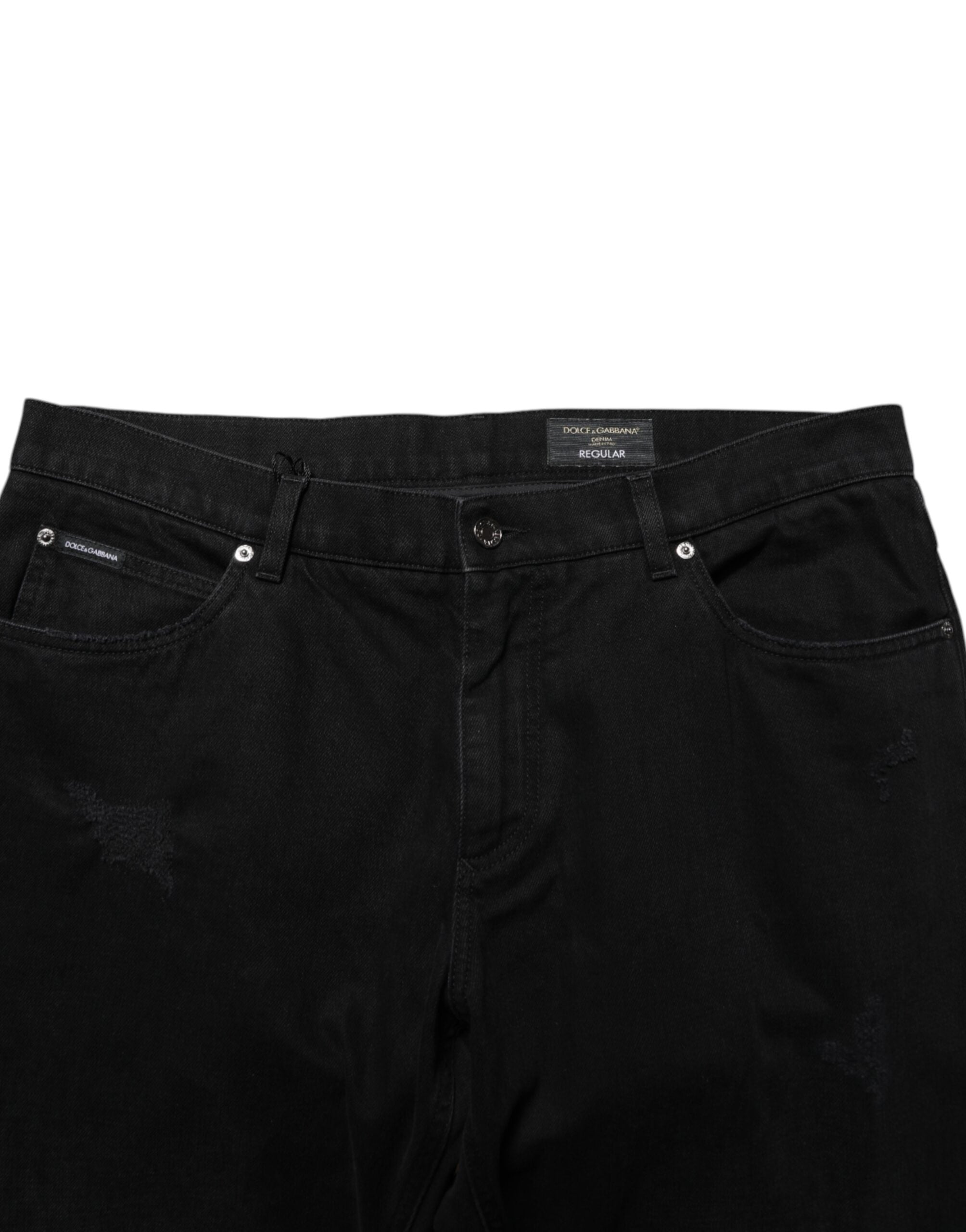 Dolce & Gabbana Black Cotton Regular Denim Men Trouser Men's Jeans