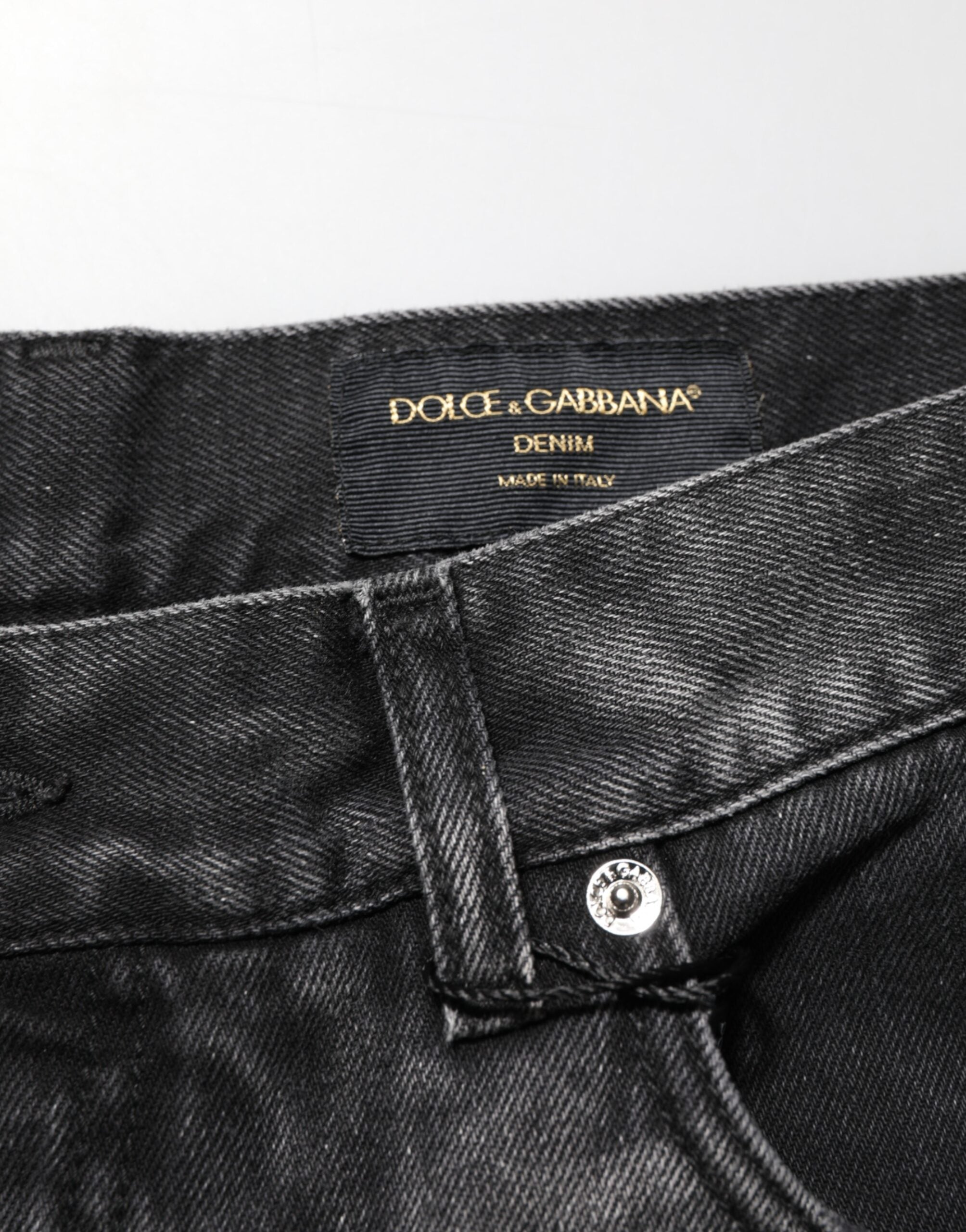 Dolce & Gabbana Black Marbled Effect Straight Men Denim Men's Jeans