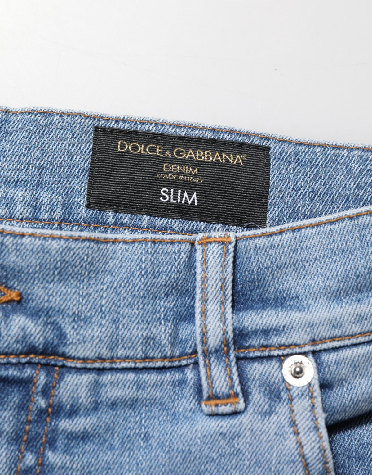 Dolce & Gabbana Blue Tattered Slim Fit Cotton Denim Men's Jeans