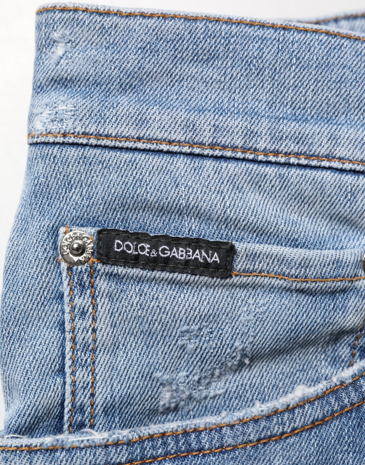 Dolce & Gabbana Blue Tattered Slim Fit Cotton Denim Men's Jeans