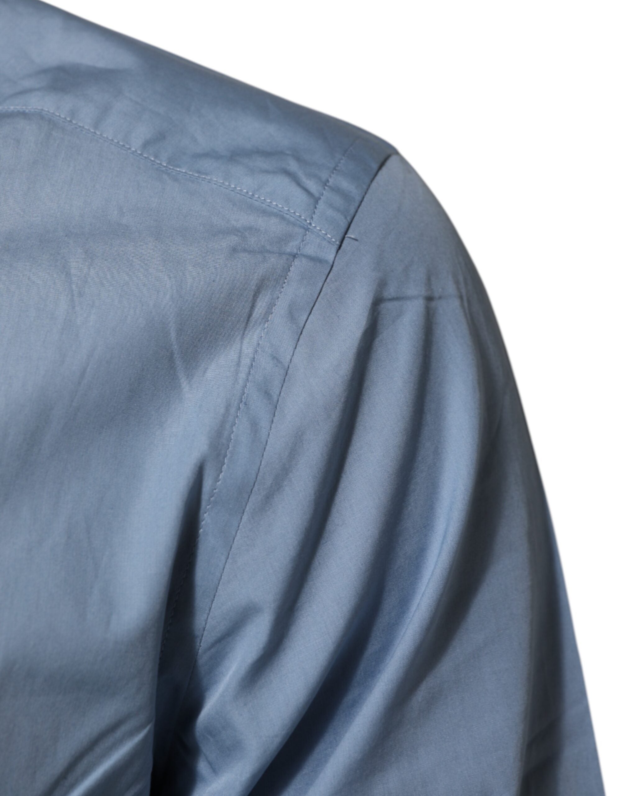 Dolce & Gabbana Blue Cotton Collared GOLD Formal Dress Men's Shirt (Pre-Owned)