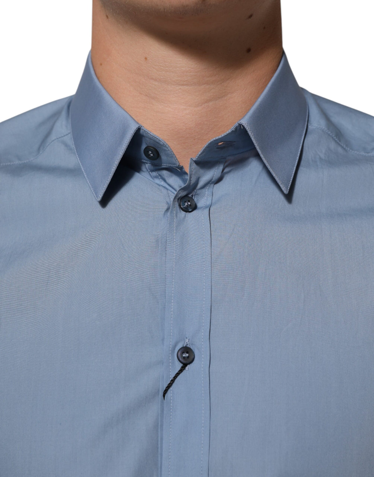 Dolce & Gabbana Blue Cotton Collared GOLD Formal Dress Men's Shirt (Pre-Owned)