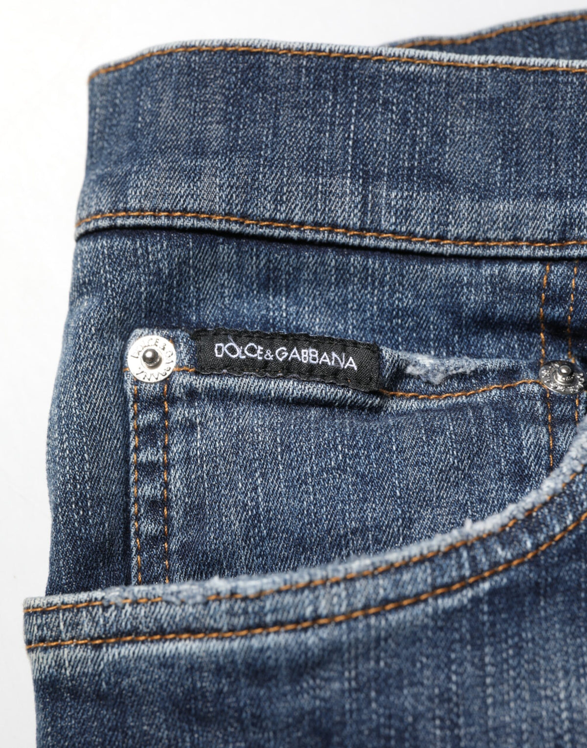 Dolce & Gabbana Dark Blue Washed Running Ripped Denim Men's Jeans