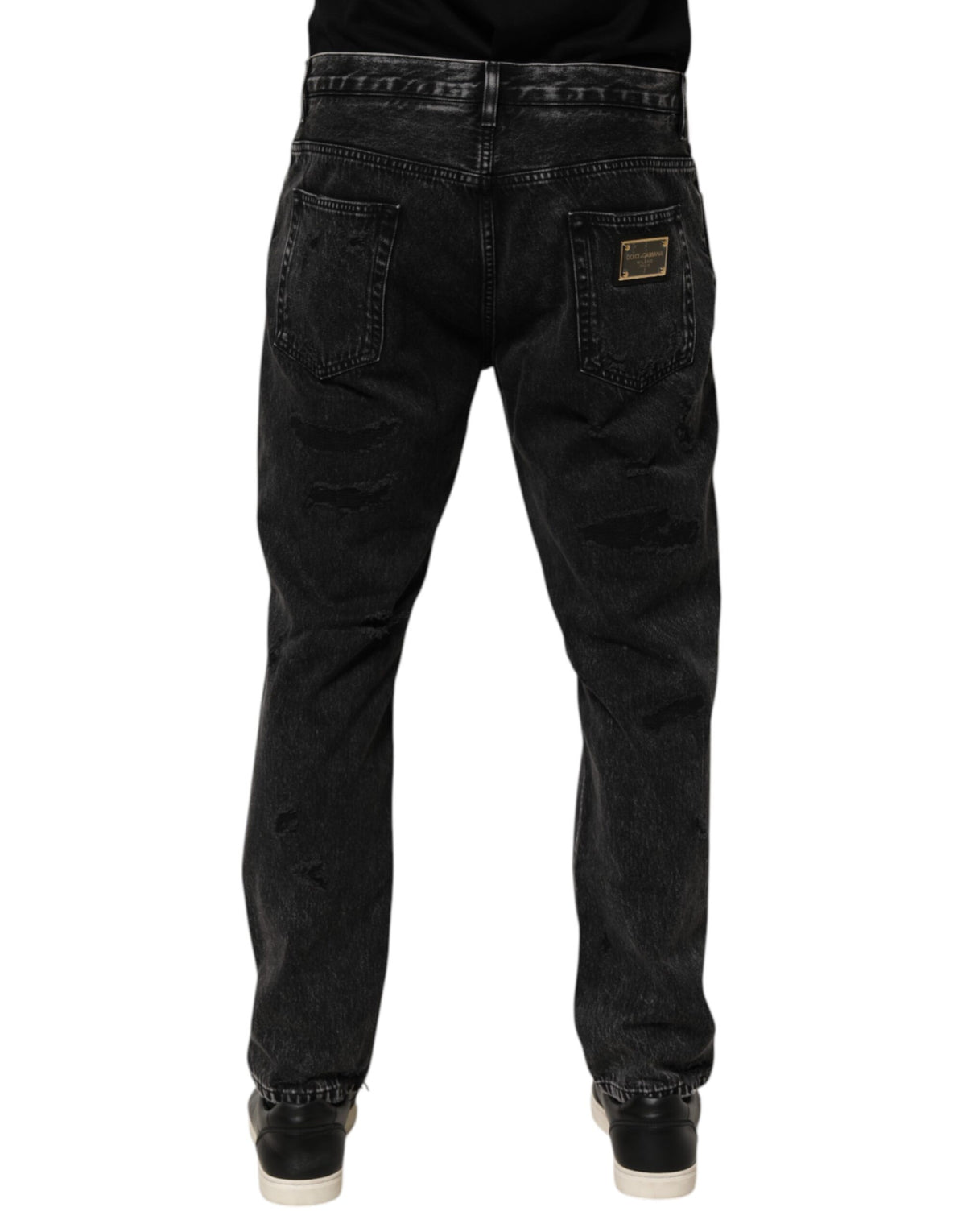Dolce & Gabbana Black Washed Ripped Loose Cotton Denim Men's Jeans