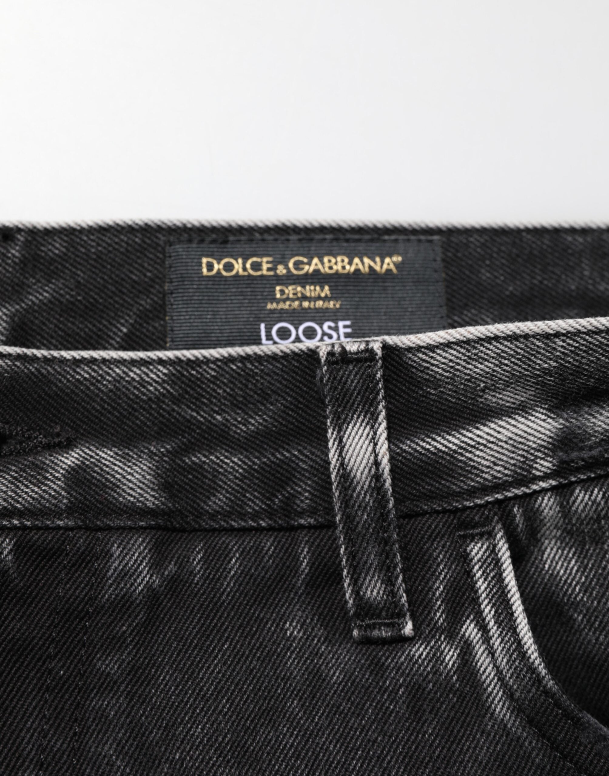 Dolce & Gabbana Black Washed Ripped Loose Cotton Denim Men's Jeans