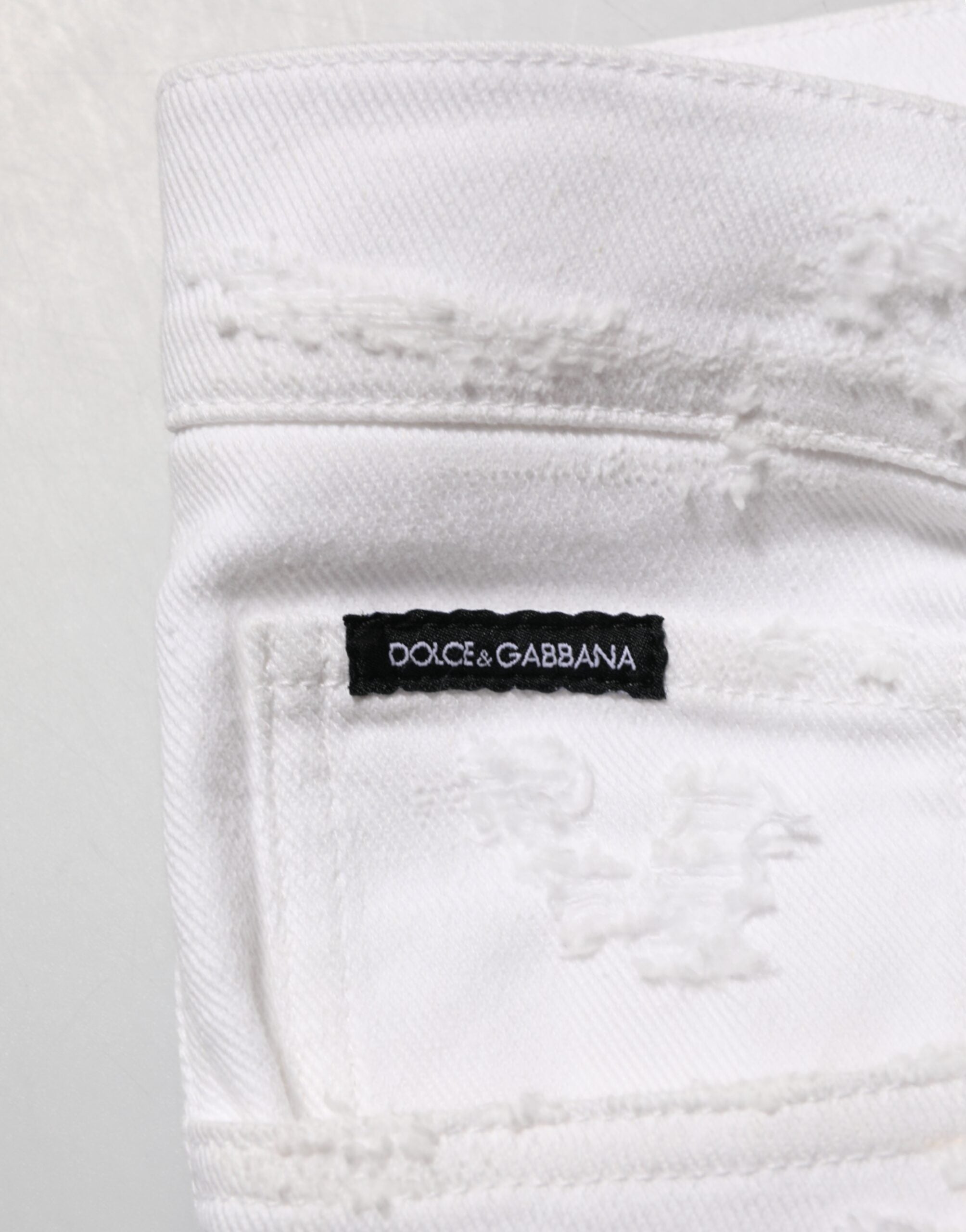 Dolce & Gabbana White Distressed Ripped Denim Trouser Men's Jeans