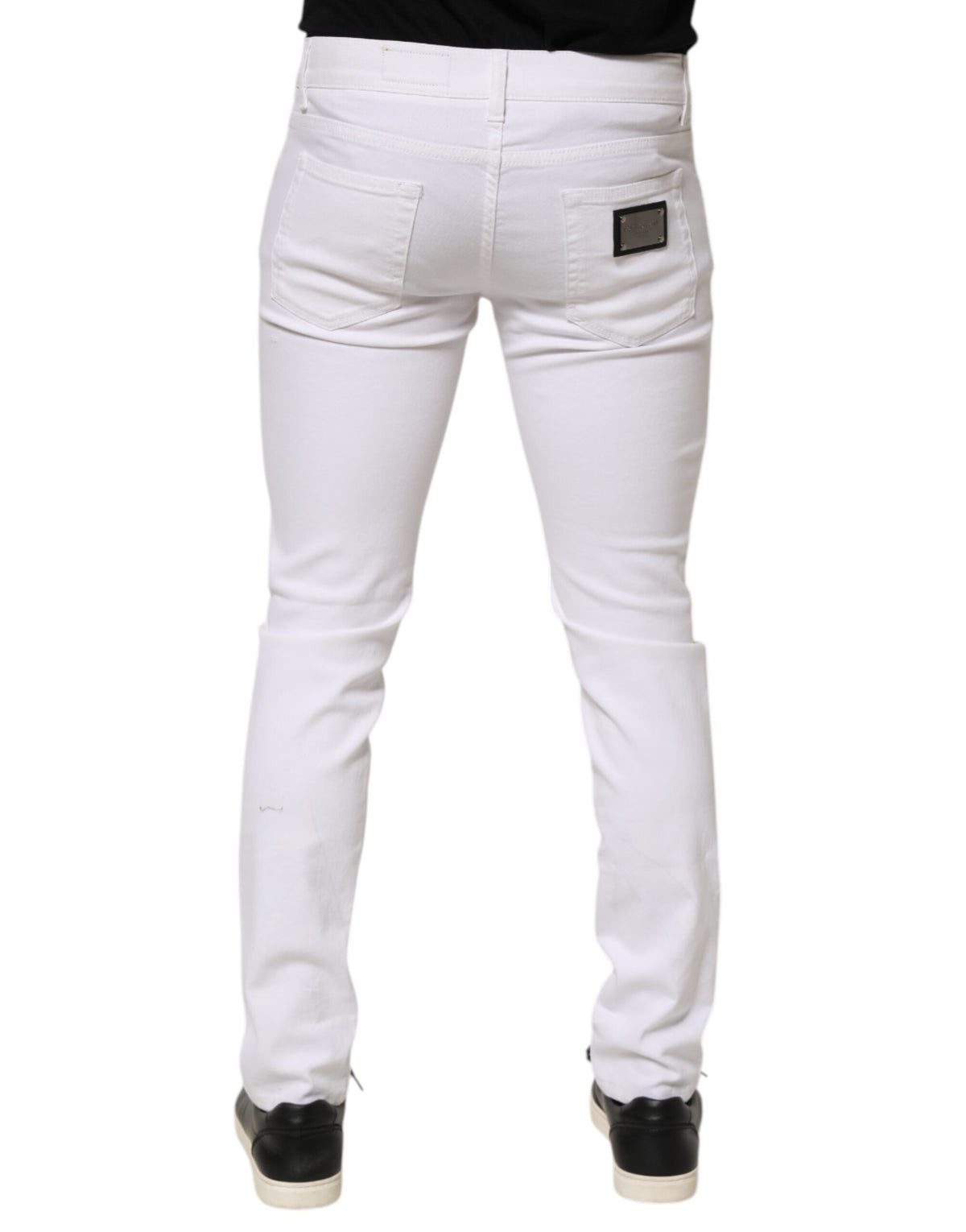 Dolce & Gabbana White Ripped Cotton Skinny Men Denim Men's Jeans (Pre-Owned)