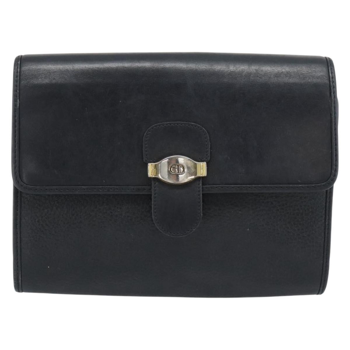 Christian Dior Vintage Cd Flap Leather Black Leather Shoulder Bag Bag (Pre-Owned)
