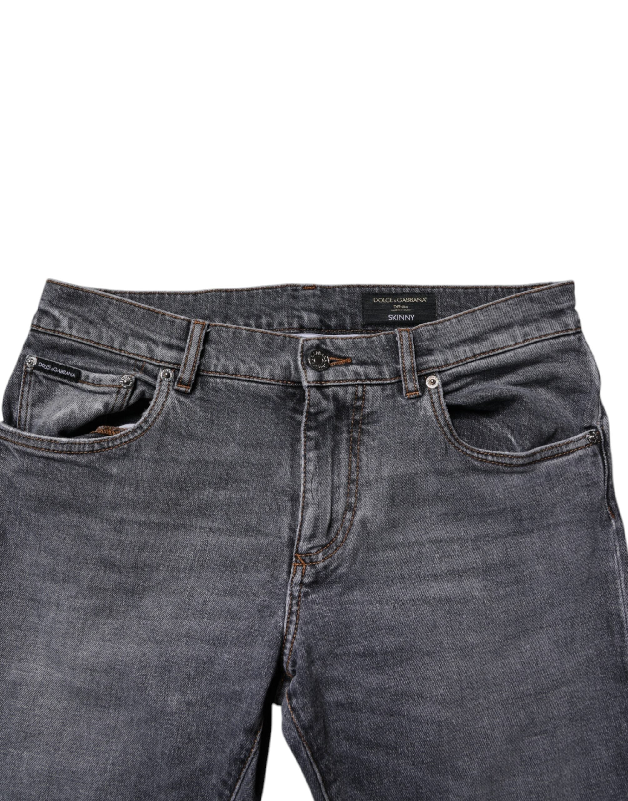 Dolce & Gabbana Dark Gray Cotton Stretch Skinny Denim Men's Jeans (Pre-Owned)