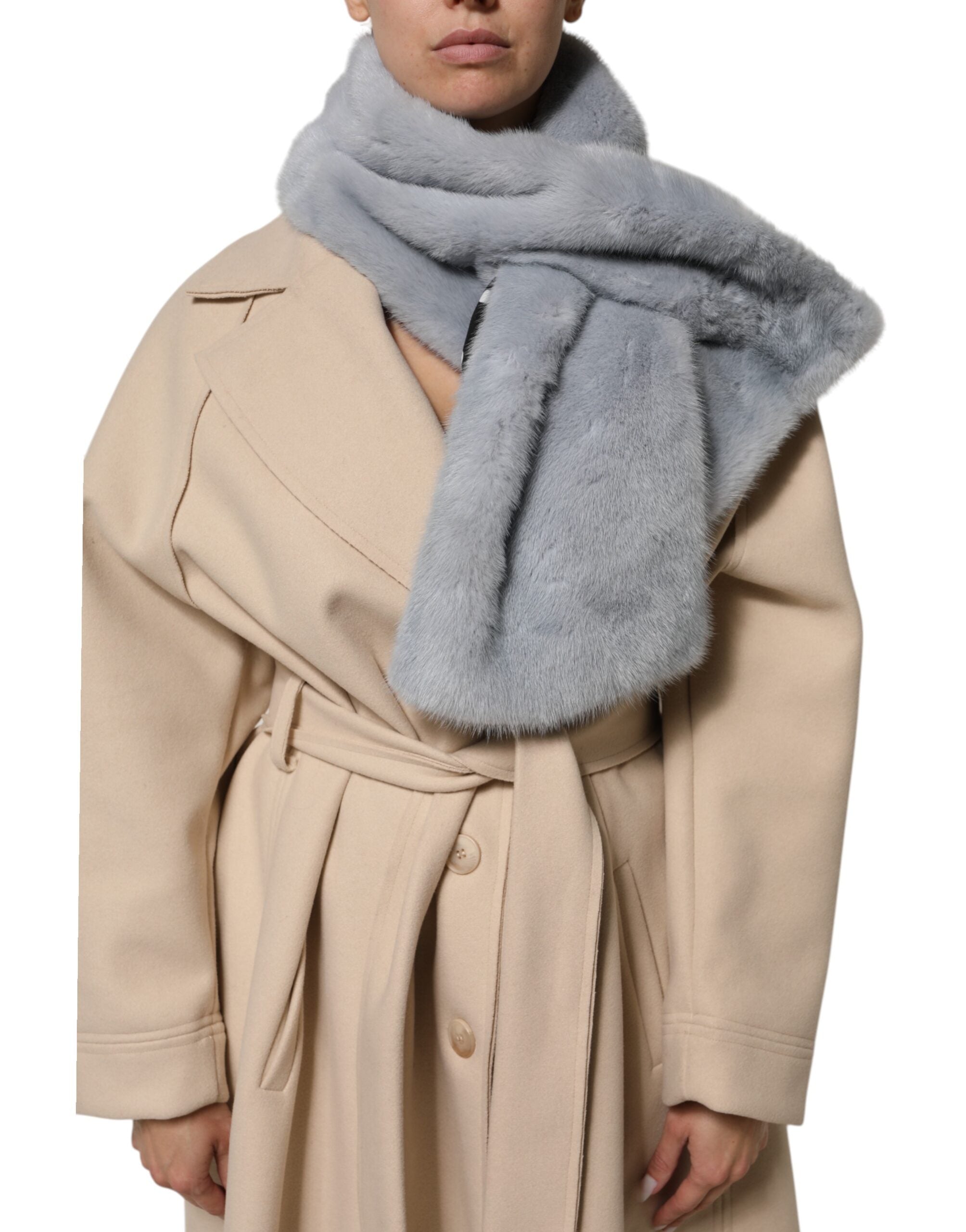 Dolce & Gabbana Powder Blue Mink Fur Neck Warmer Women's Scarf