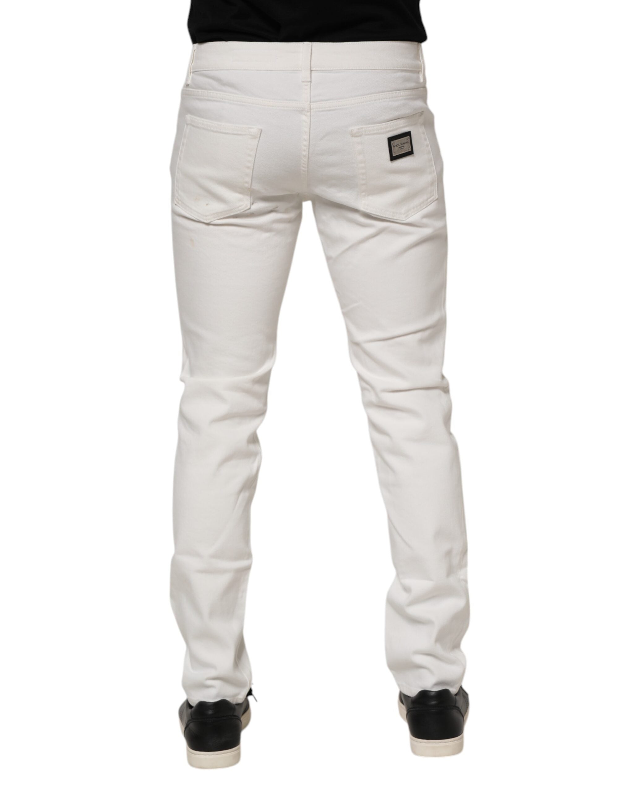 Dolce & Gabbana Off White Cotton Stretch Slim Fit Denim Men's Jeans (Pre-Owned)