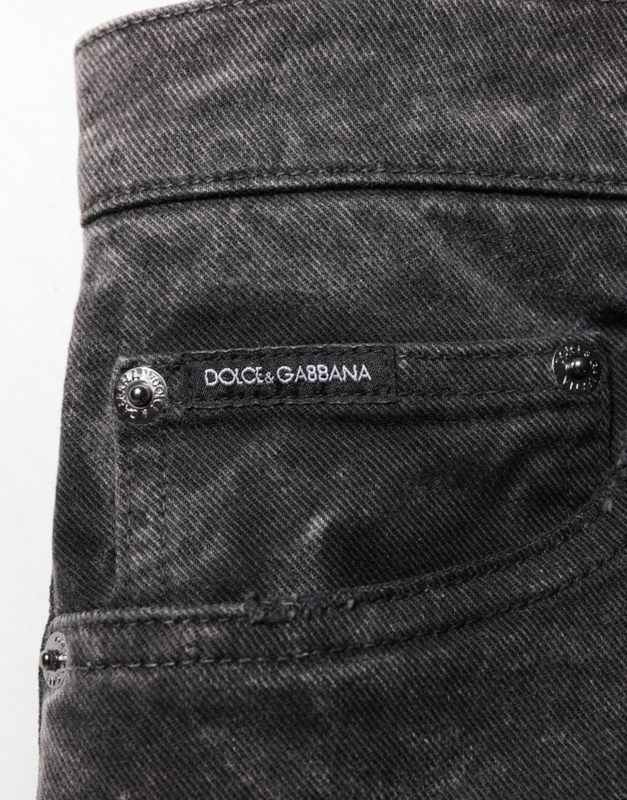 Dolce & Gabbana Black Cotton Mid Waist Denim Men Bermuda Men's Short