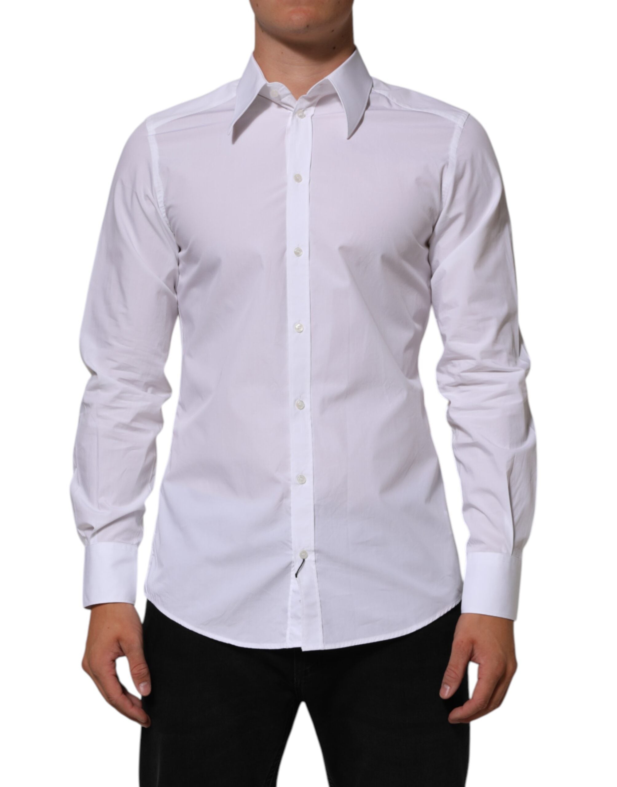 Dolce & Gabbana White Cotton MARTINI Men Formal Dress Men's Shirt