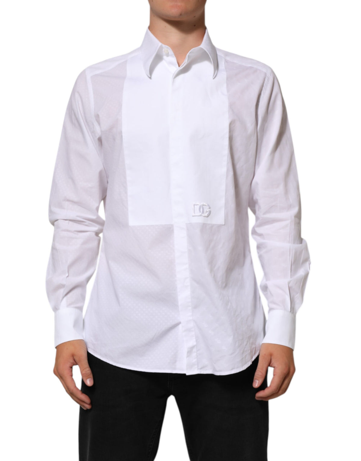 Dolce & Gabbana White Cotton MARTINI Bib Formal Dress Men's Shirt (Pre-Owned)